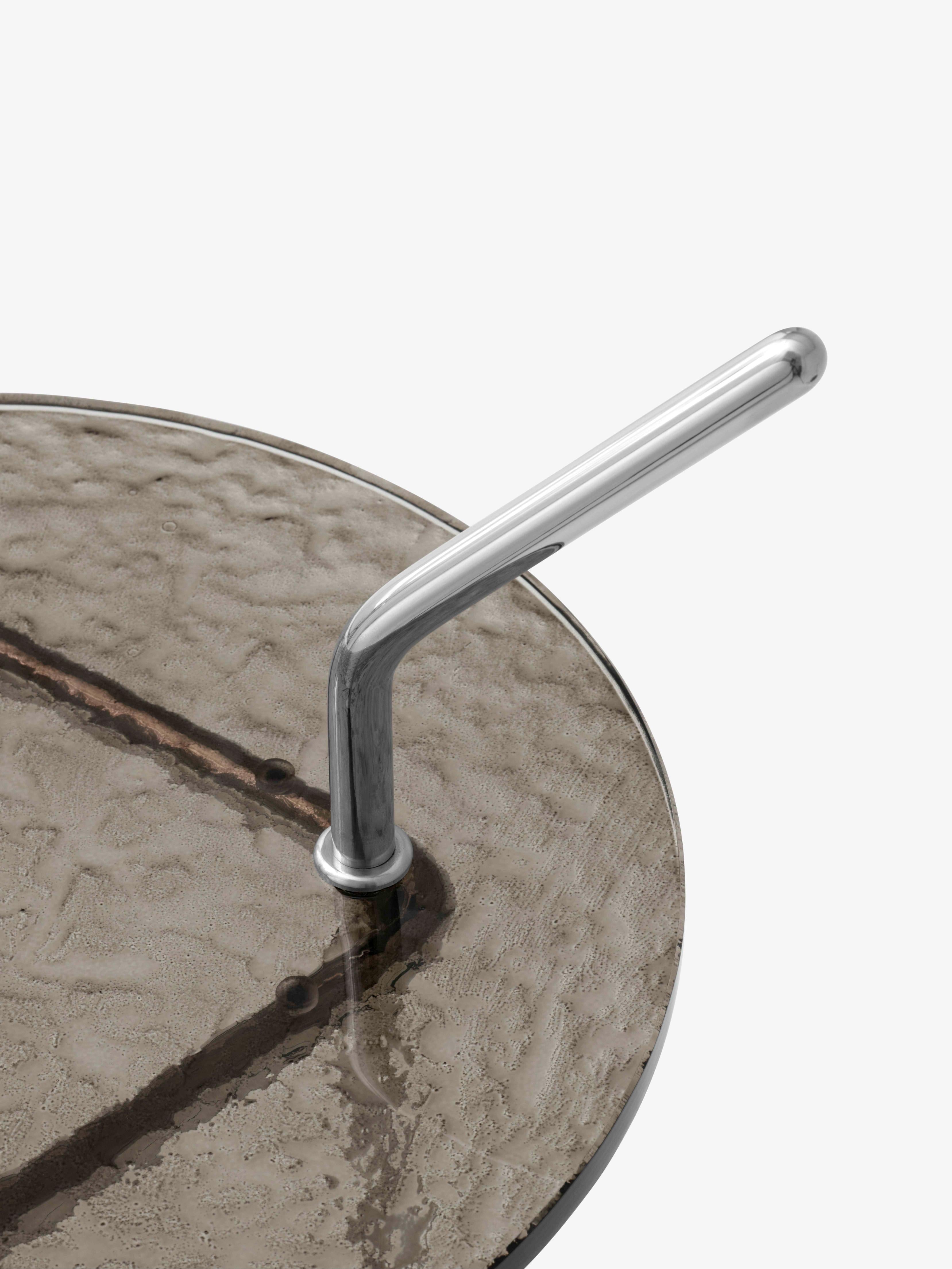 Beistelltisch HALTEN SH9 mit rauchigem Glas und verchromtem Gestell