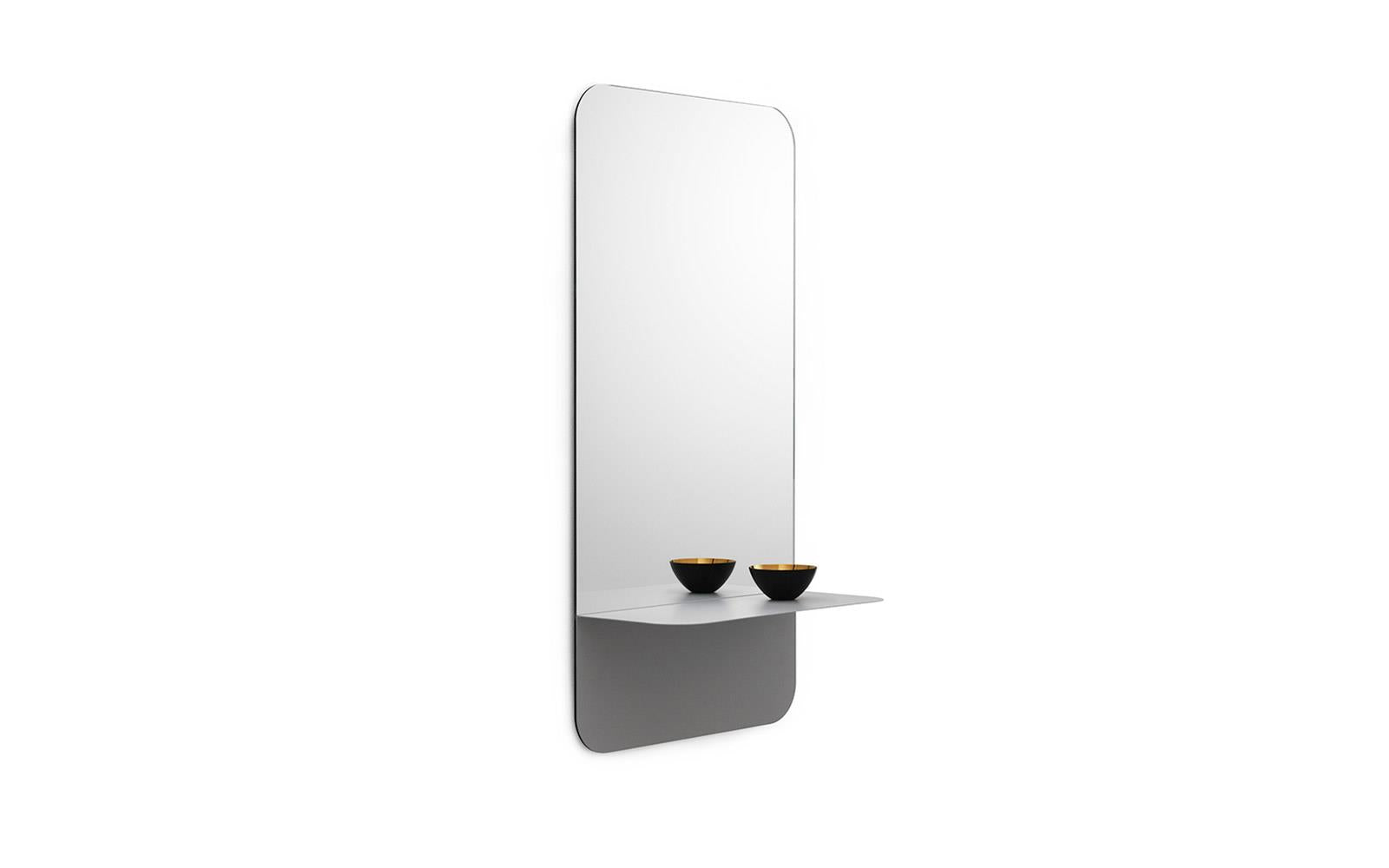 HORIZON VERTICAL Mirror with Shelf Gray