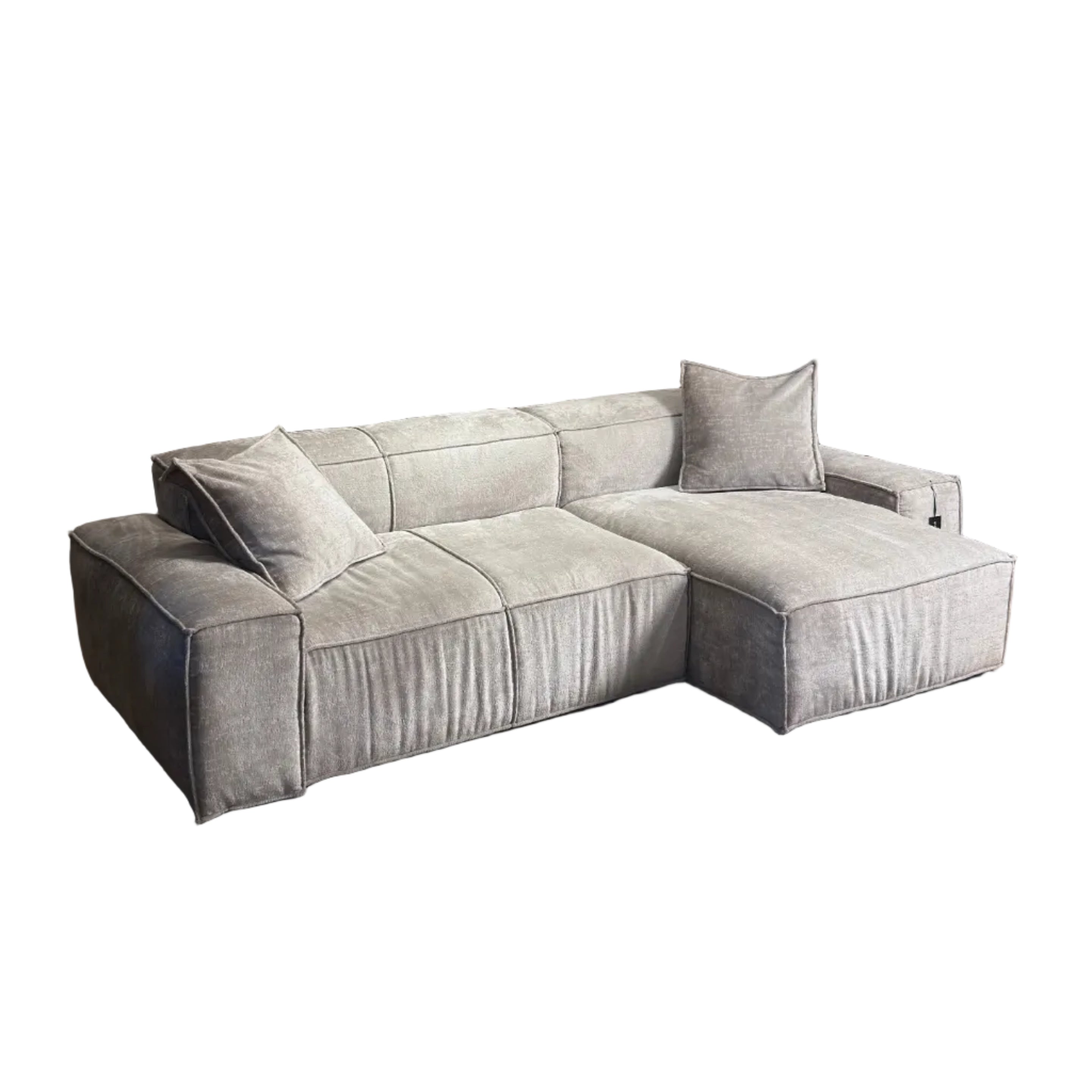 Ecksofa mit 2 Kissen in Grau aus Smeraldo-Stoff - Ausstellungsstück