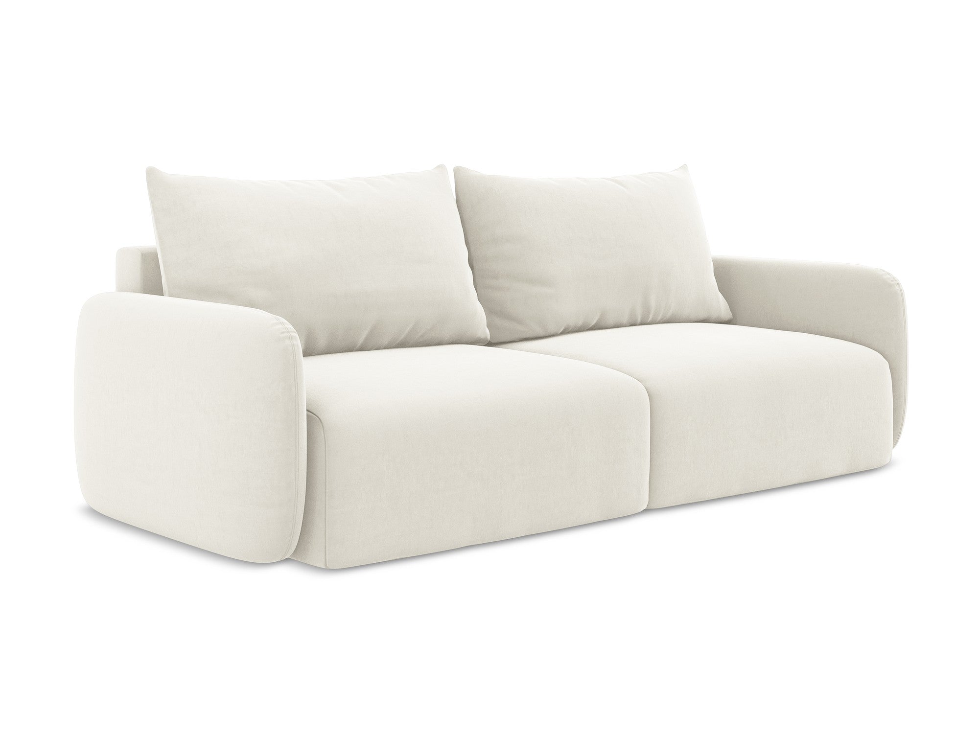 Sofa aus Samt für 3 Personen mit Schlaf-Funktion KALENA hellbeige