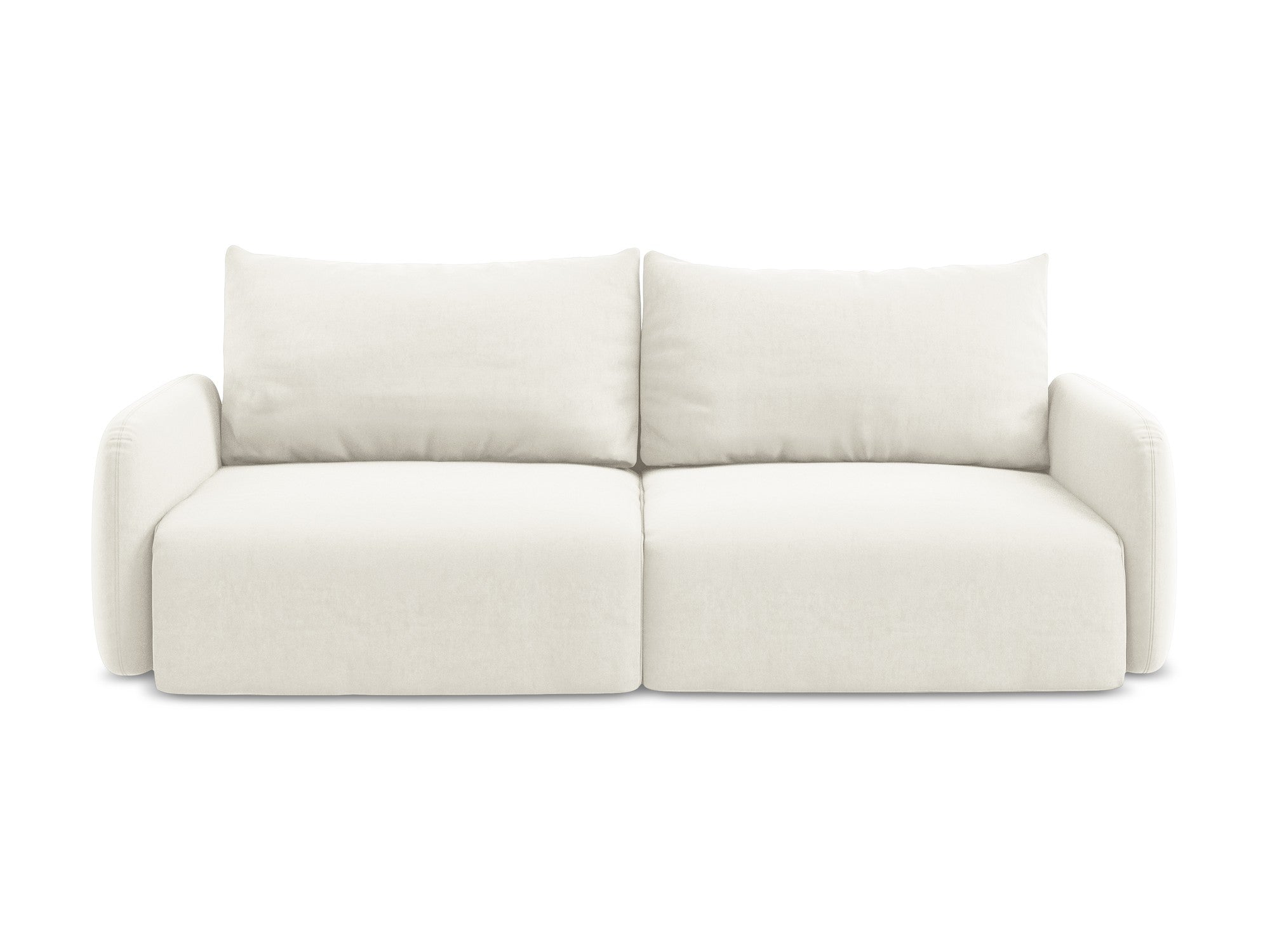 Sofa aus Samt für 3 Personen mit Schlaf-Funktion KALENA hellbeige