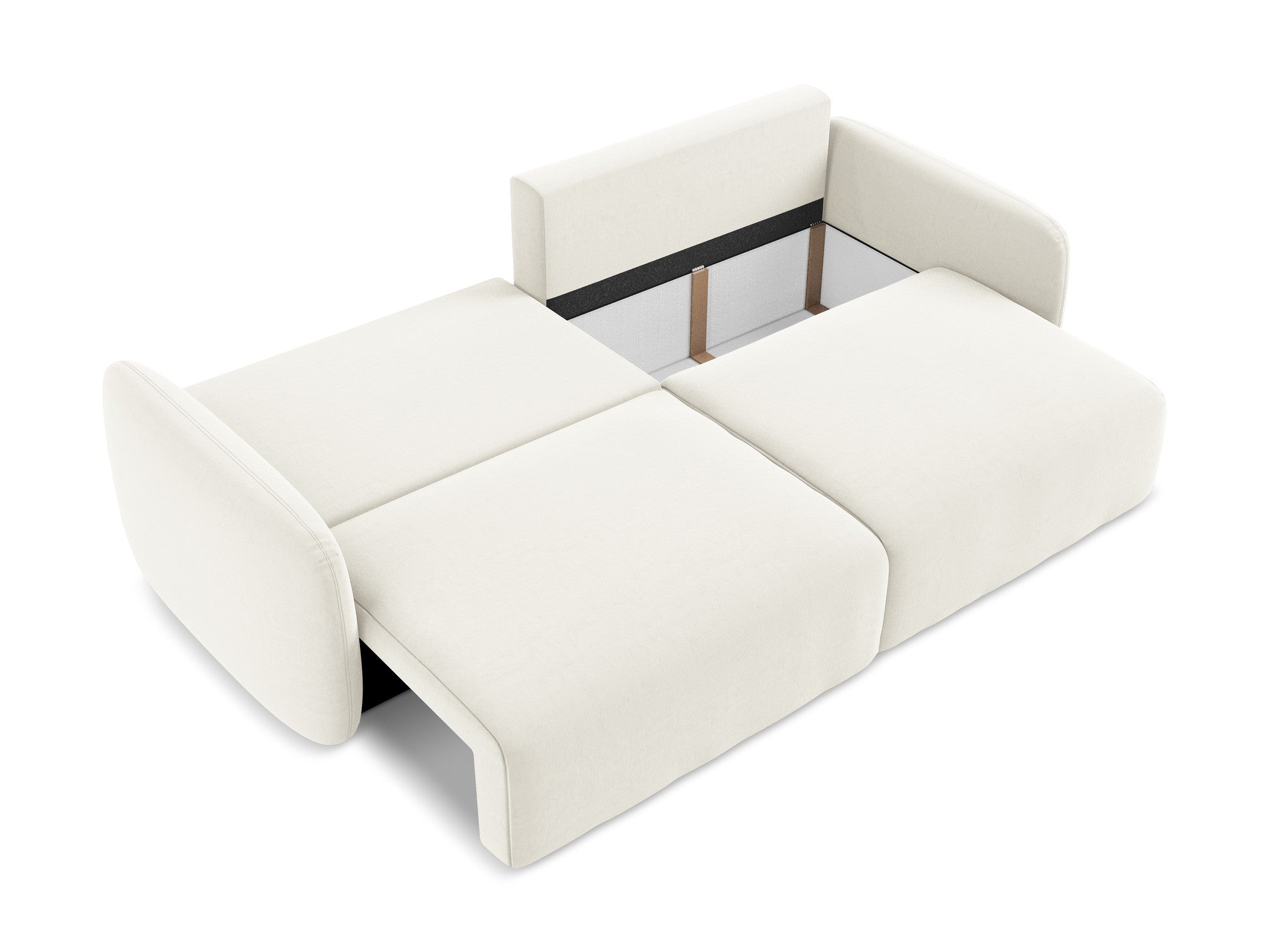 Sofa aus Samt für 3 Personen mit Schlaf-Funktion KALENA hellbeige