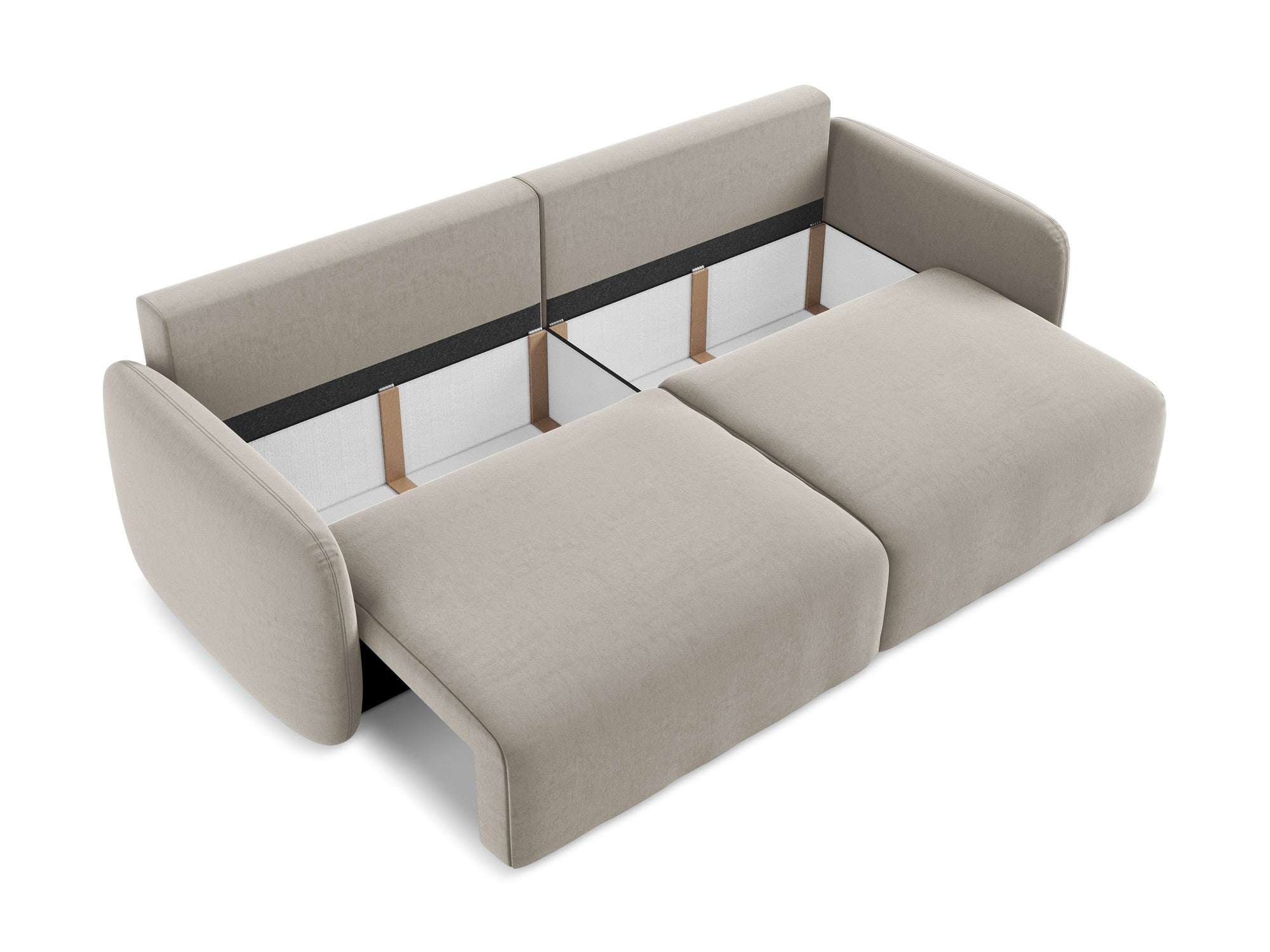 Taupe 3-Seater Velvet Sofa with Sleeping Function KALENA