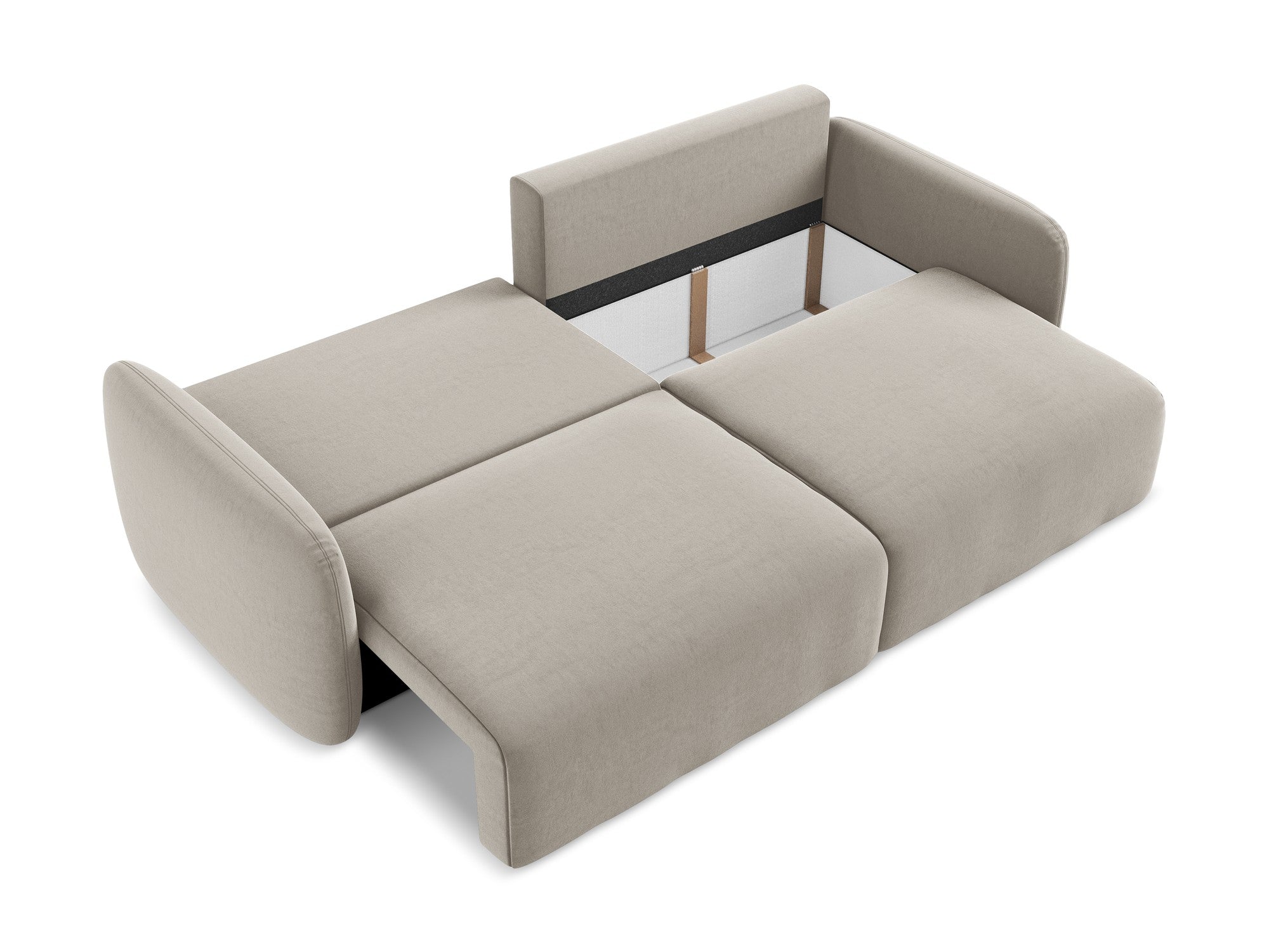 Taupe 3-Seater Velvet Sofa with Sleeping Function KALENA
