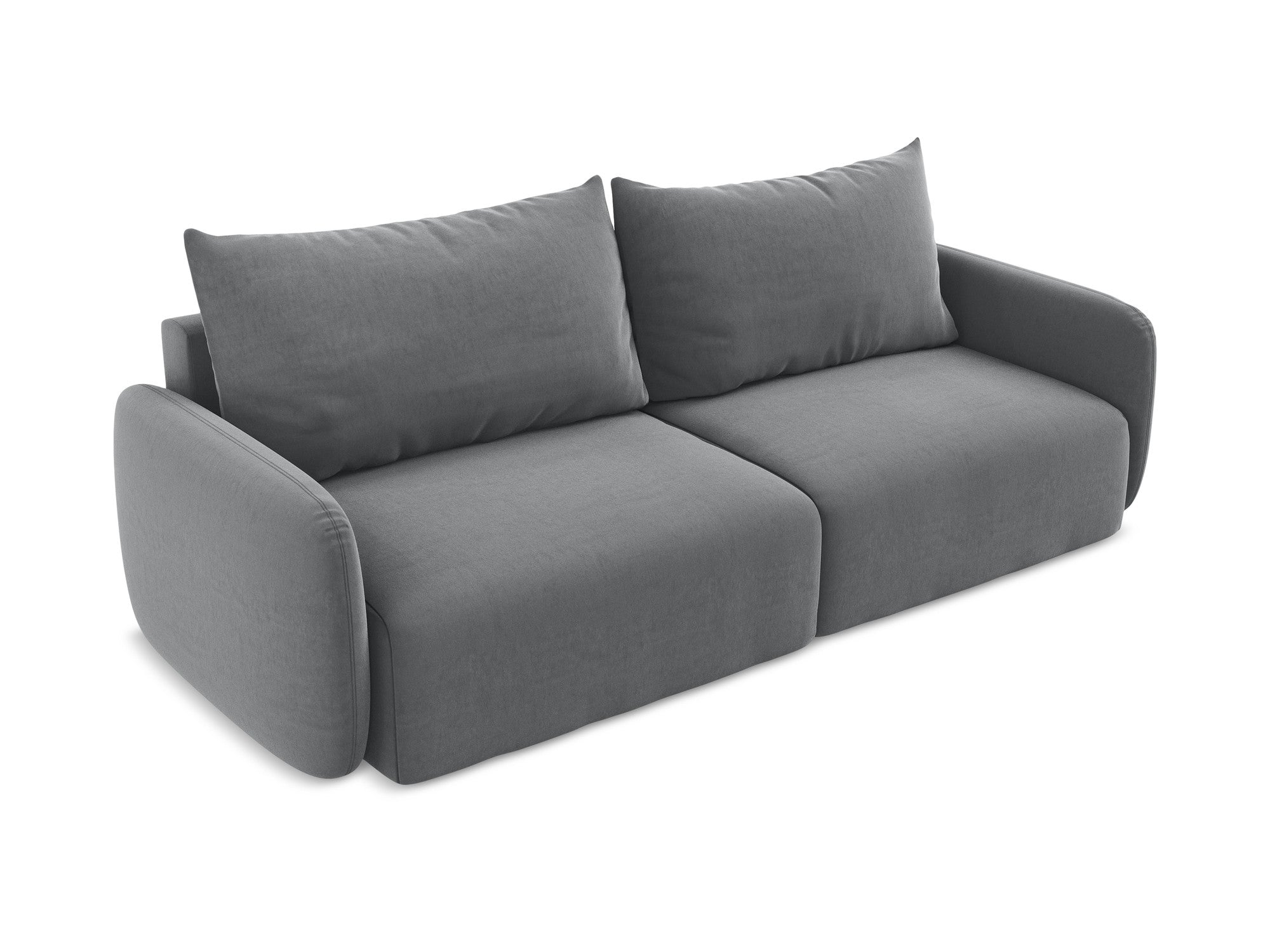 Velvet 3-Seater Sofa with Sleeping Function KALENA Steel Gray