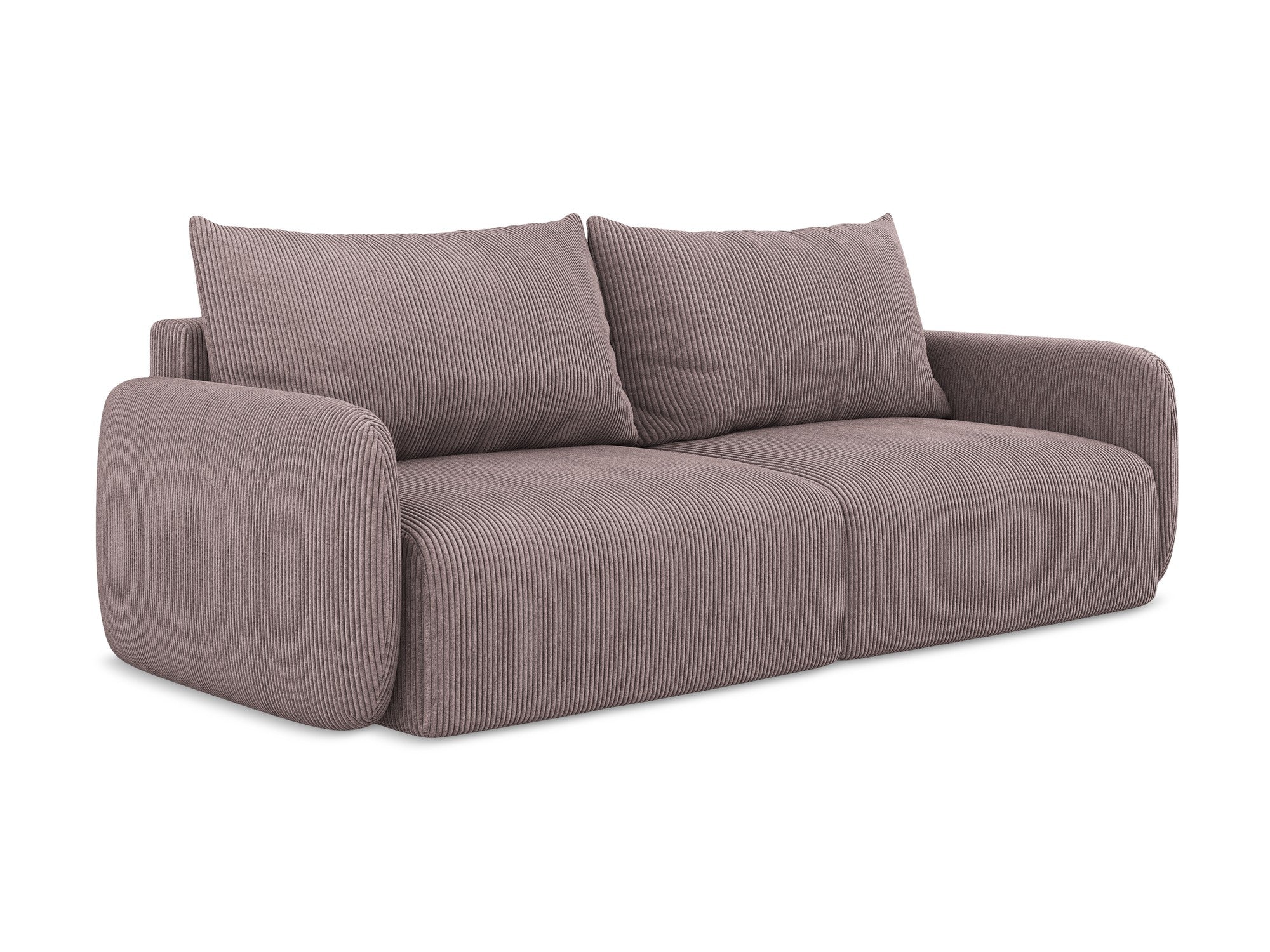 3-Seater Sofa with Sleeping Function KALENA in Muted Pink Corduroy