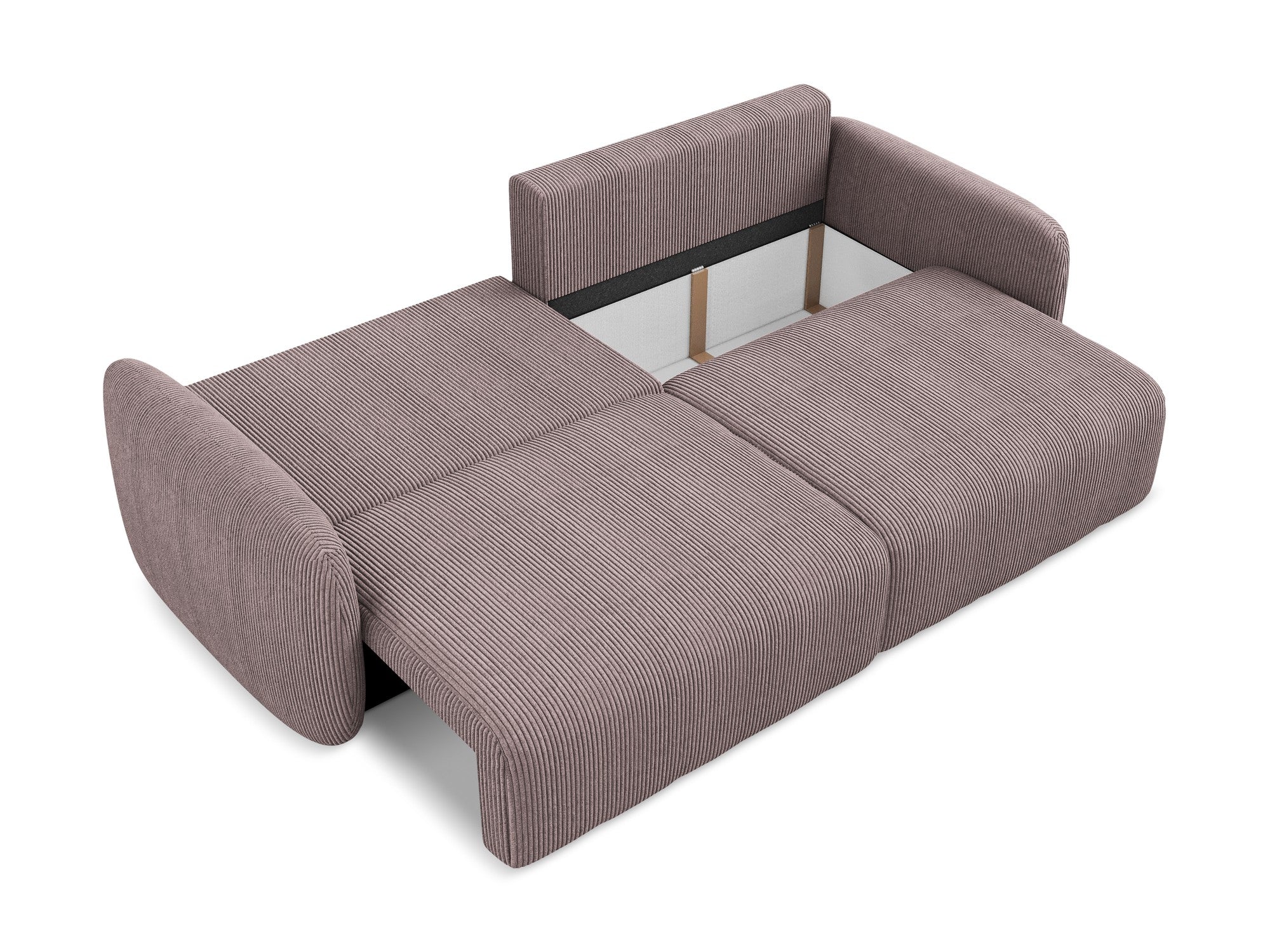 3-Seater Sofa with Sleeping Function KALENA in Muted Pink Corduroy