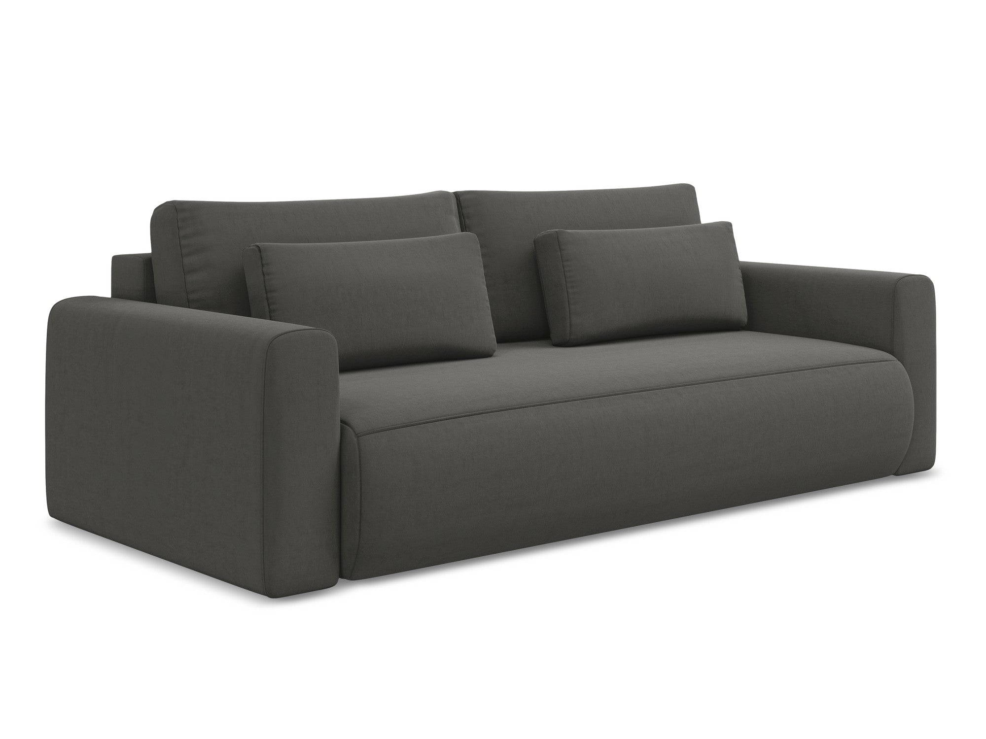Sofa aus Samt für 3 Personen mit Schlaf-Funktion KAPUA stahlgrau