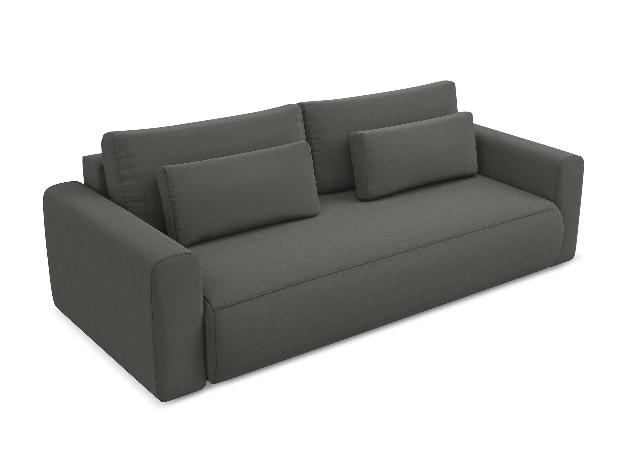 Sofa aus Samt für 3 Personen mit Schlaf-Funktion KAPUA stahlgrau