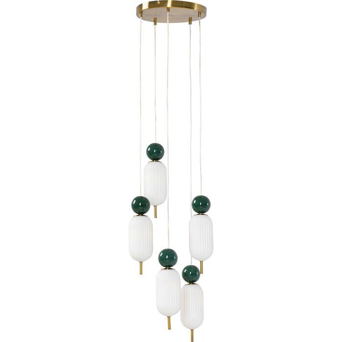 Hanging lamp Charleston Green spiral with golden
