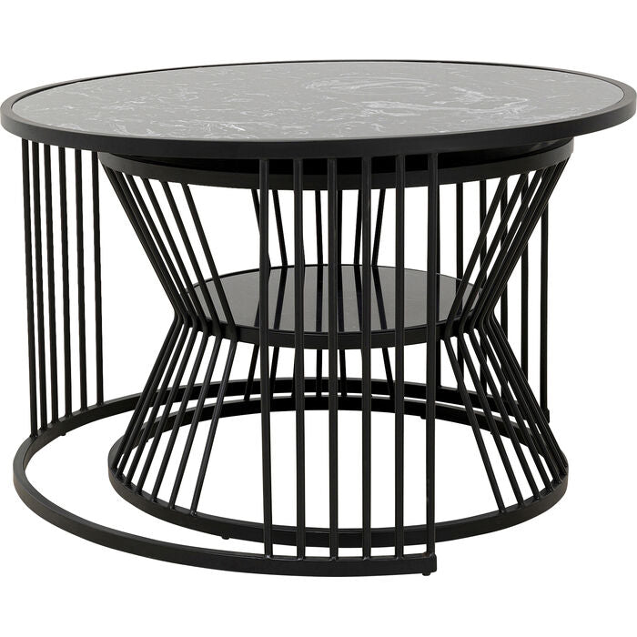 A set of roma marble coffee tables with black