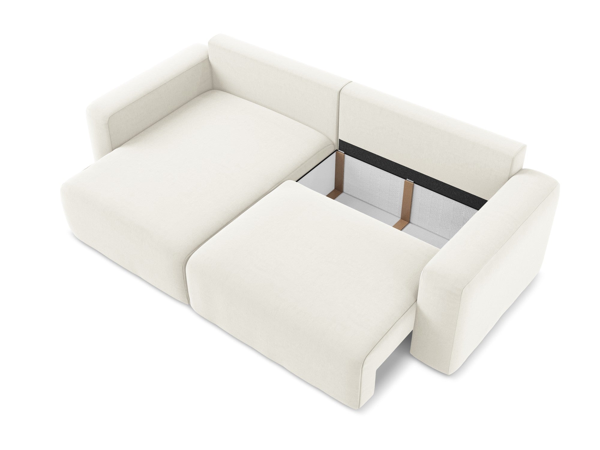 Samt-Ecksofa links mit Schlaffunktion KONA hellbeige