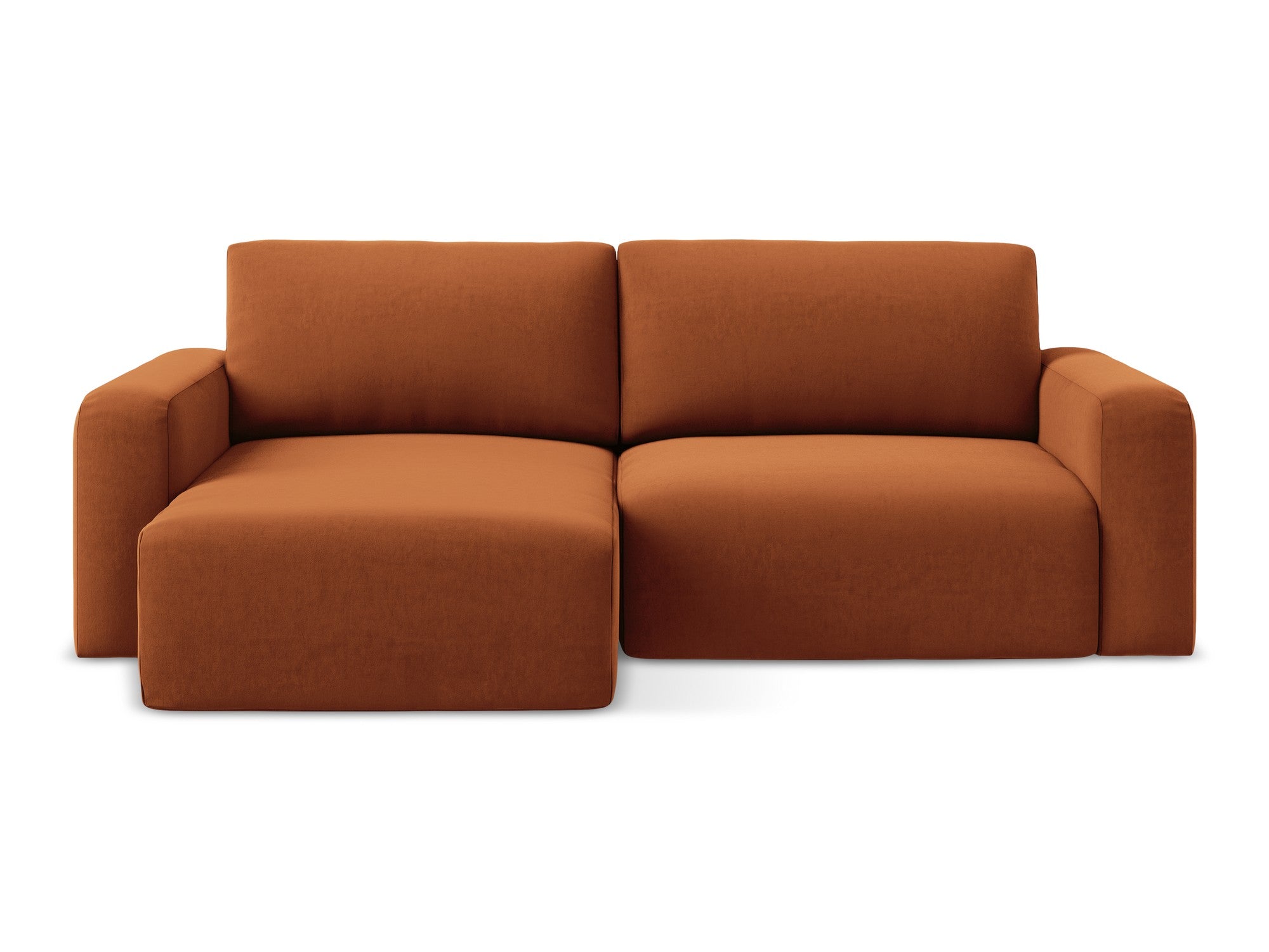 Samt-Ecksofa links mit Schlaffunktion KONA Terrakotta