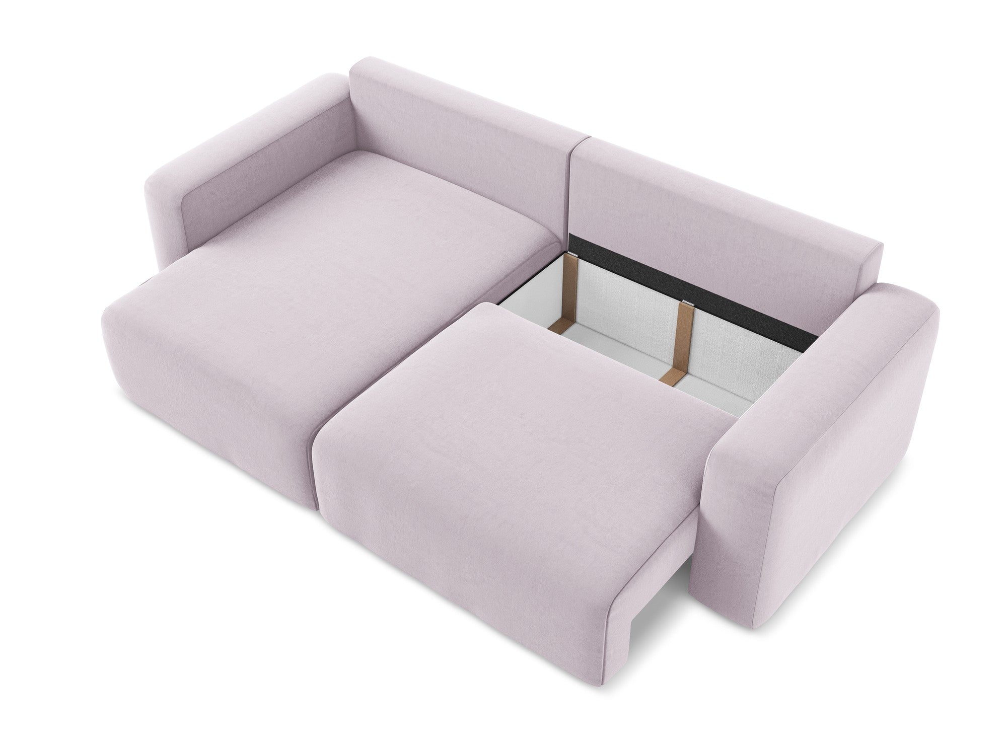 Samt-Ecksofa links mit Schlaffunktion KONA lavendel