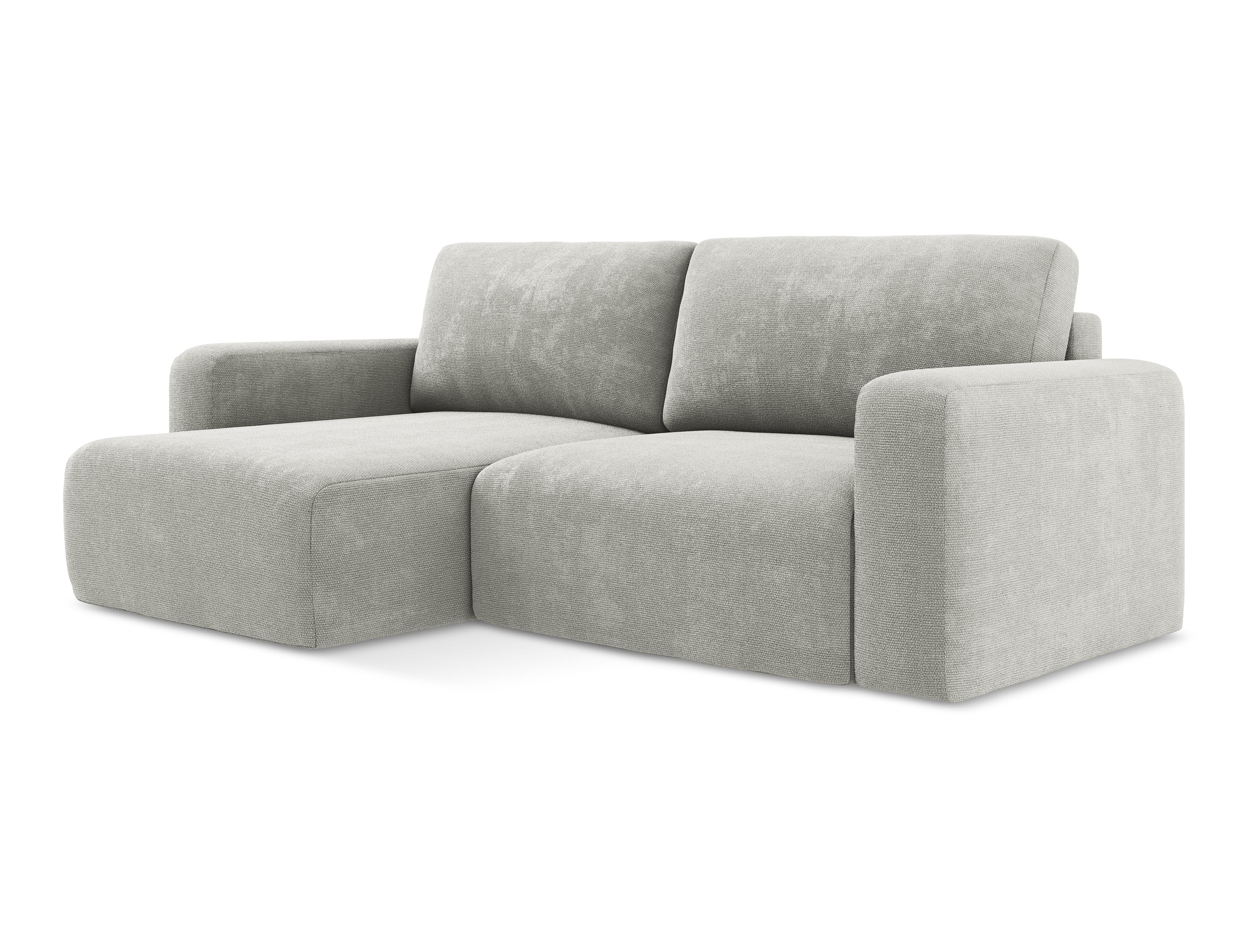 Left-sided corner sofa bed KONA light gray chenille