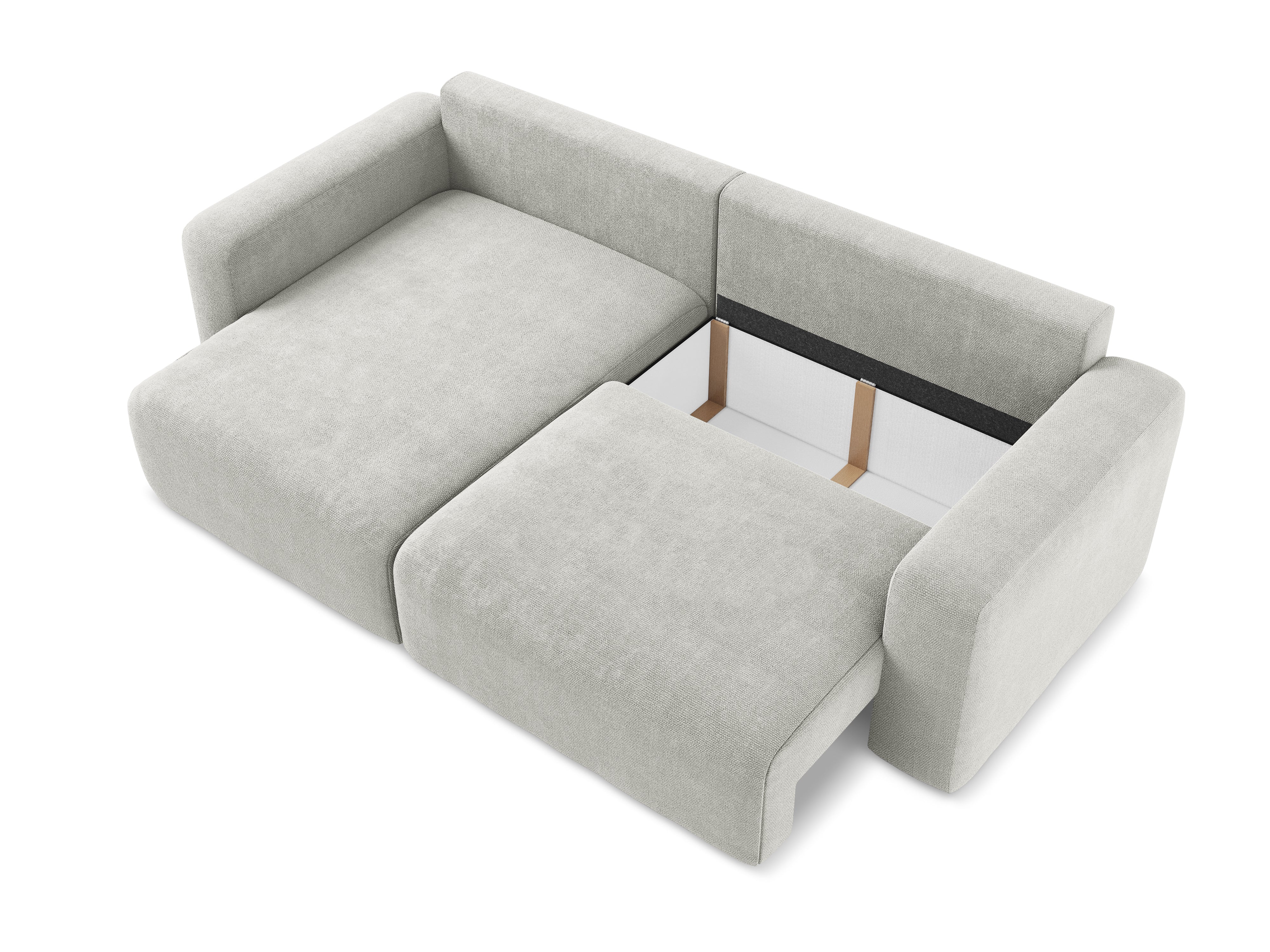 Left-sided corner sofa bed KONA light gray chenille