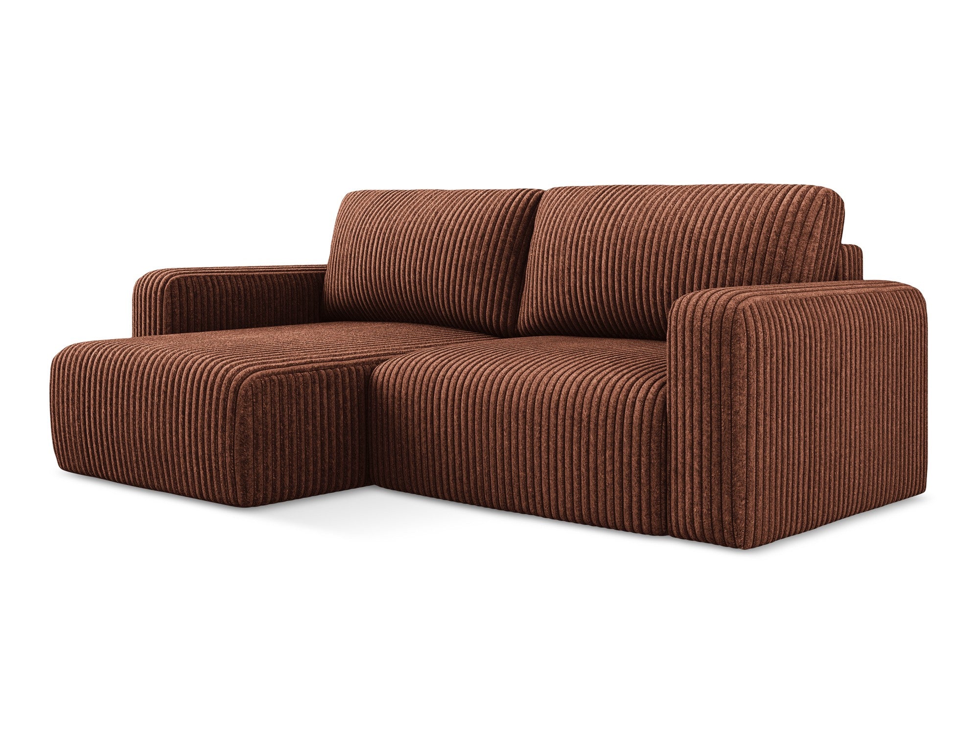 Left-sided corner sofa bed KONA terracotta corduroy