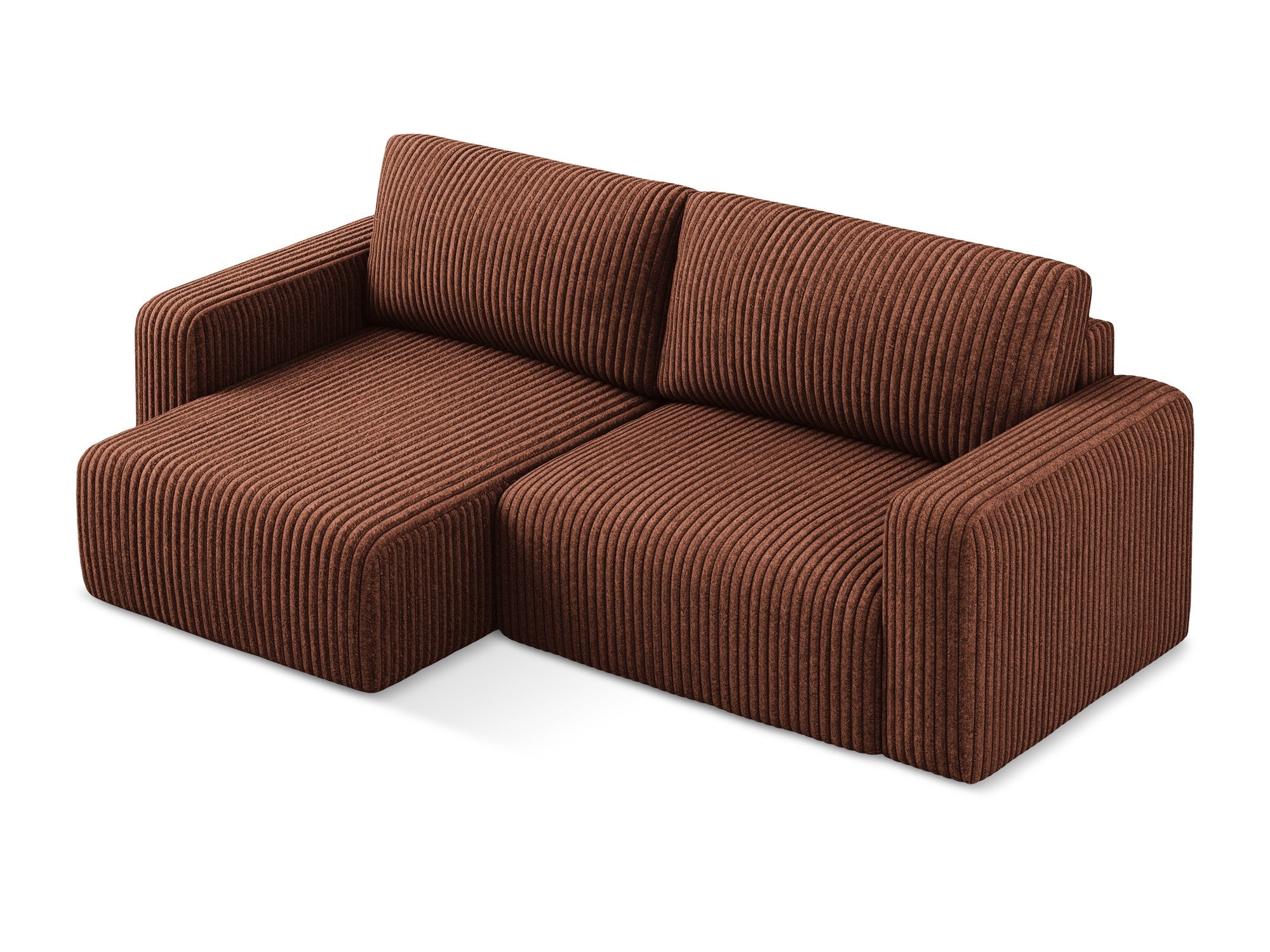 Left-sided corner sofa bed KONA terracotta corduroy