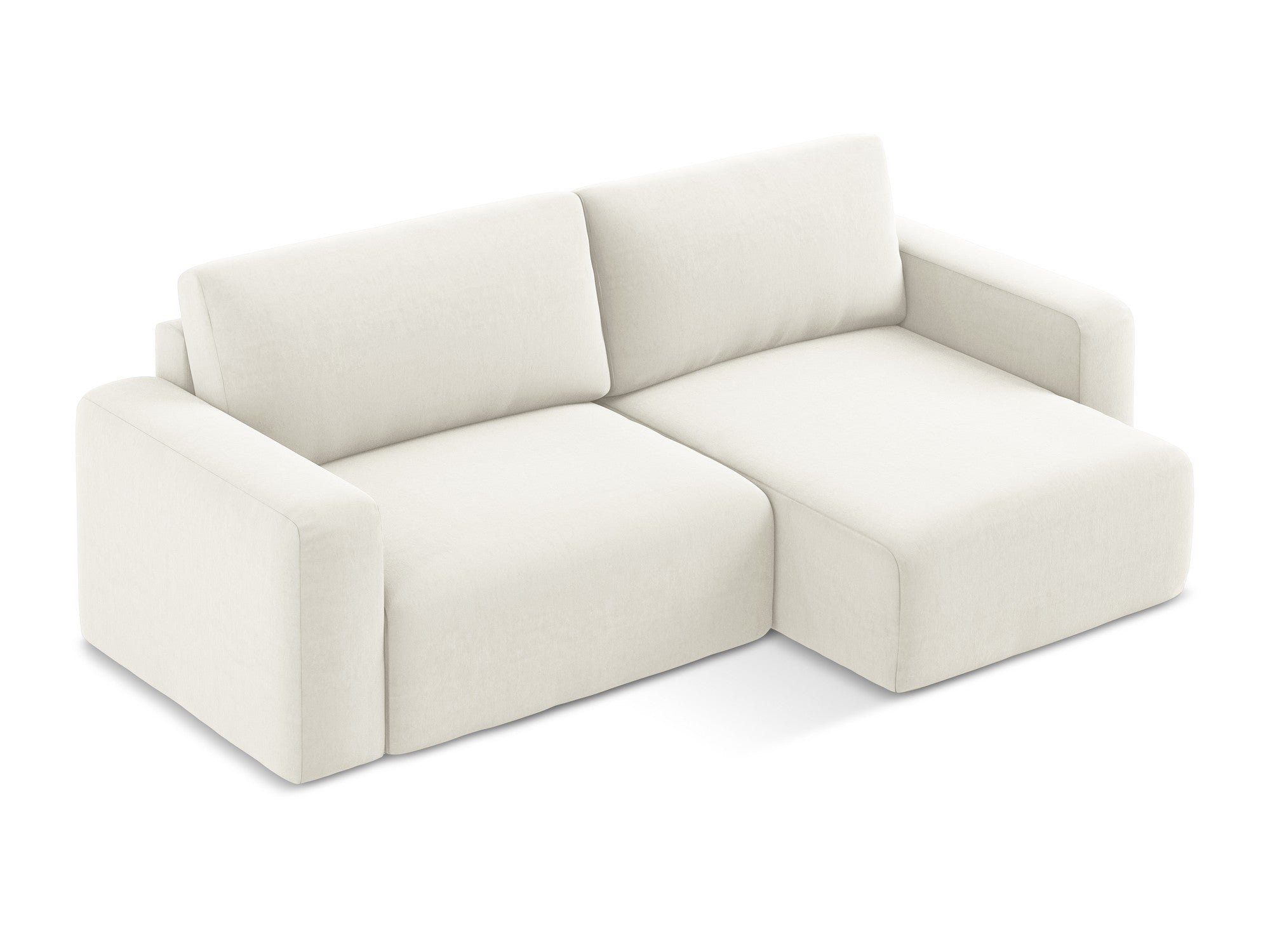 Samt-Ecksofa rechts mit Schlaffunktion KONA hellbeige