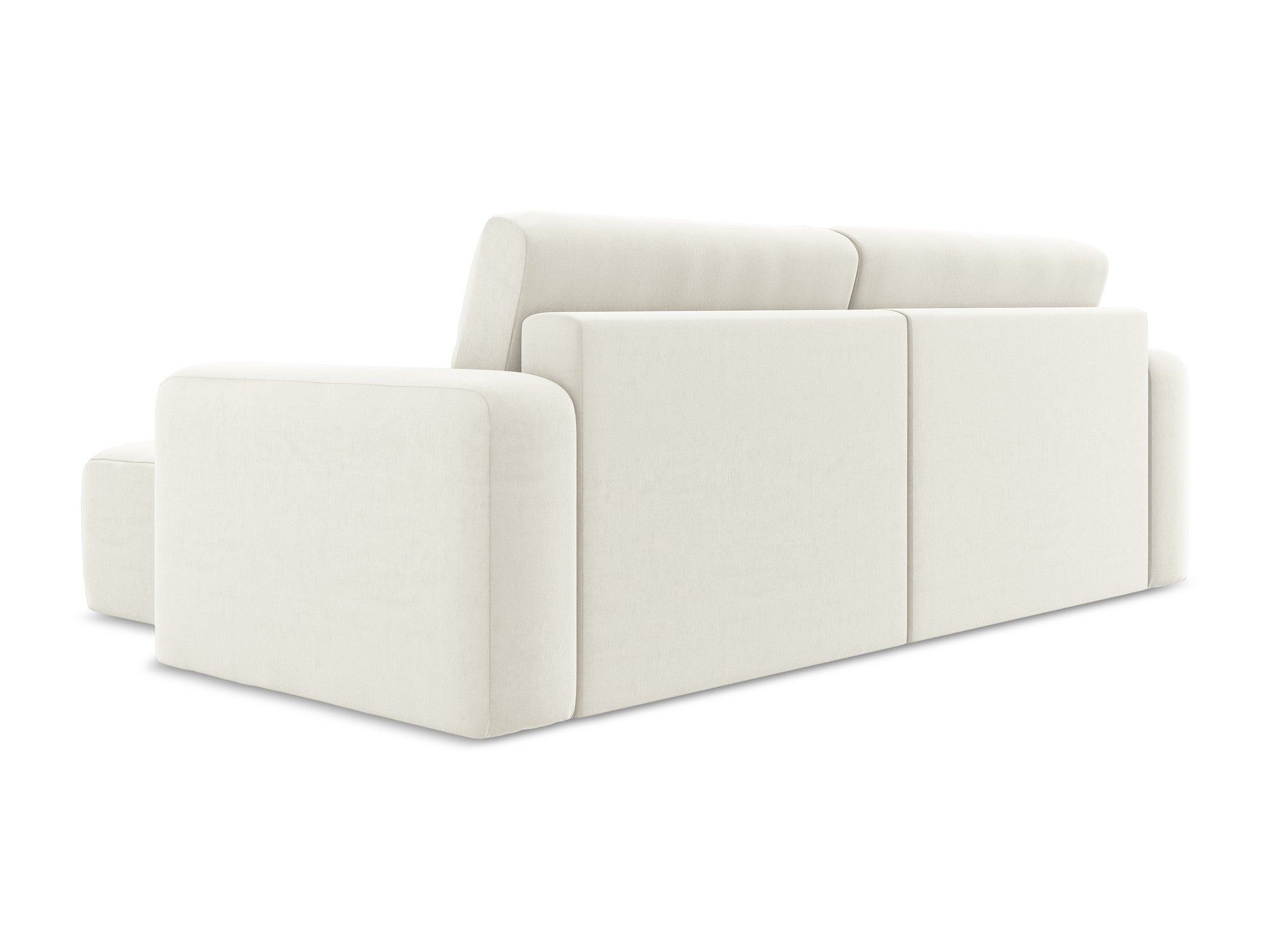 Samt-Ecksofa rechts mit Schlaffunktion KONA hellbeige