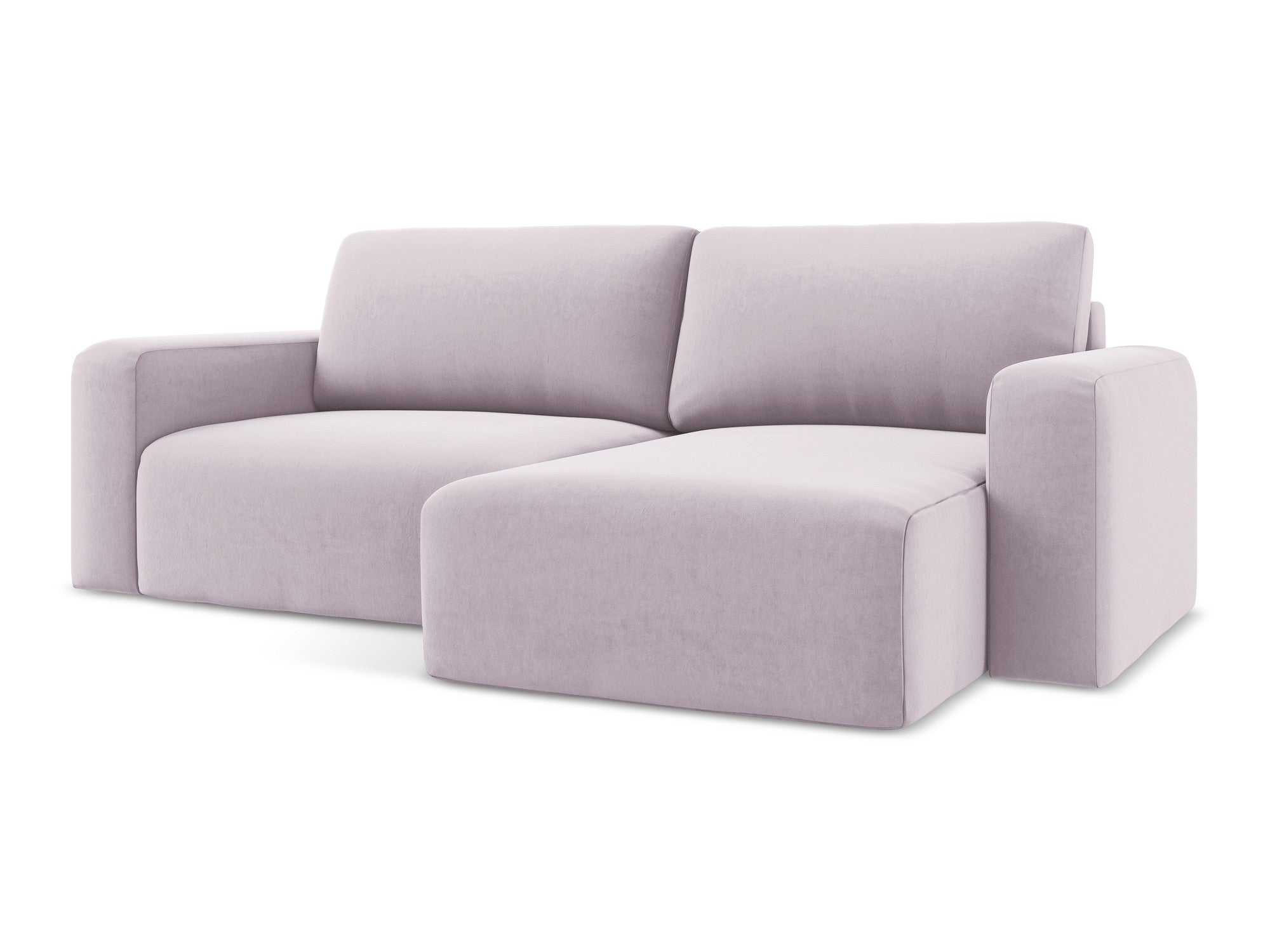 Velvet right-facing corner sofa bed KONA in lavender