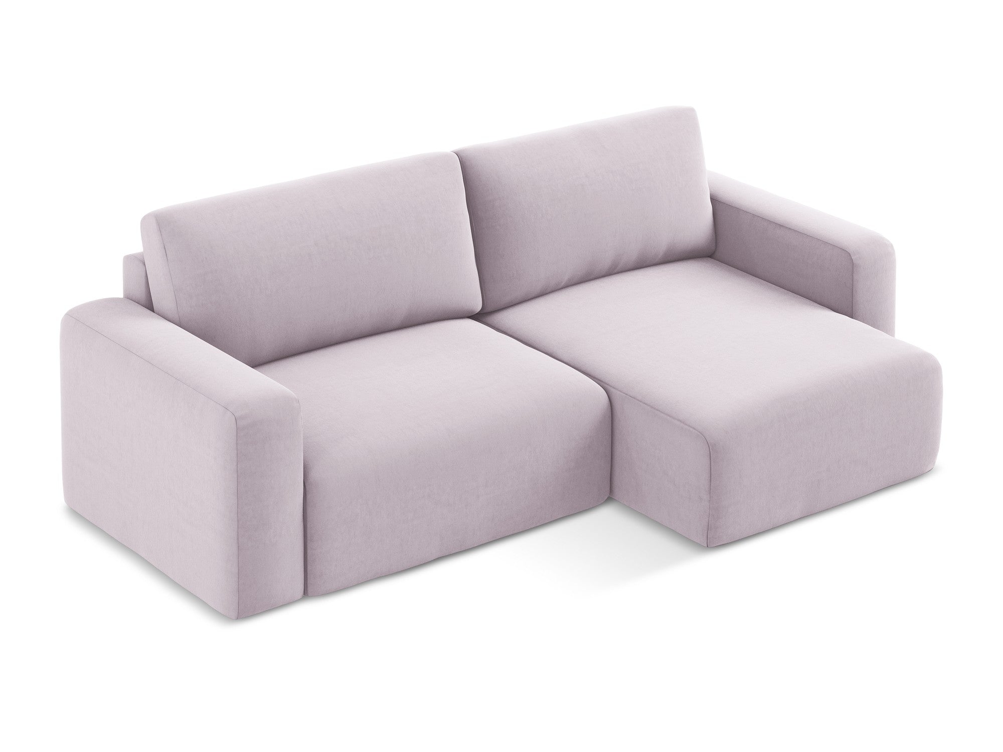Velvet right-facing corner sofa bed KONA in lavender