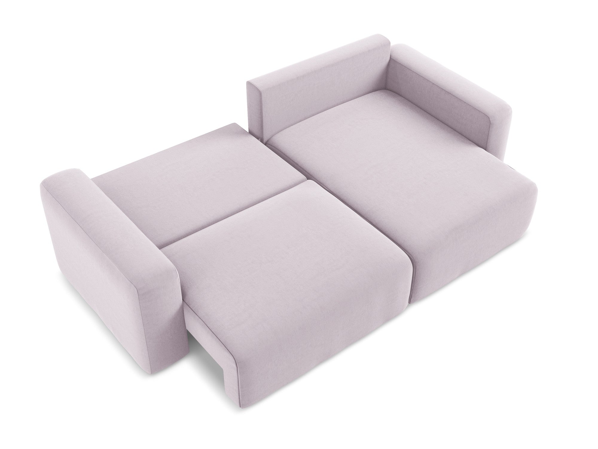 Velvet right-facing corner sofa bed KONA in lavender