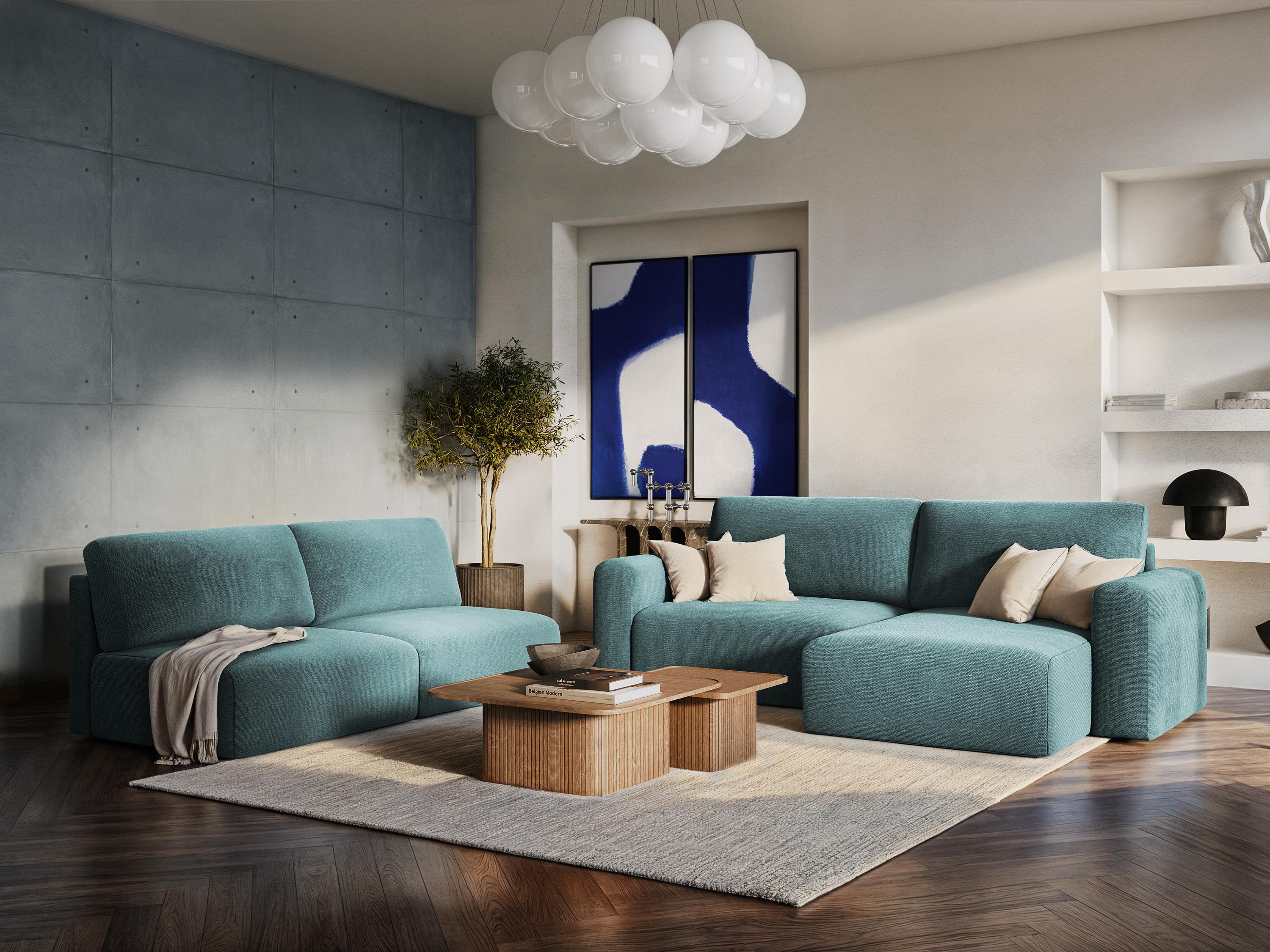 Linksseitige Schlafcouch KONA in weißem Chenille