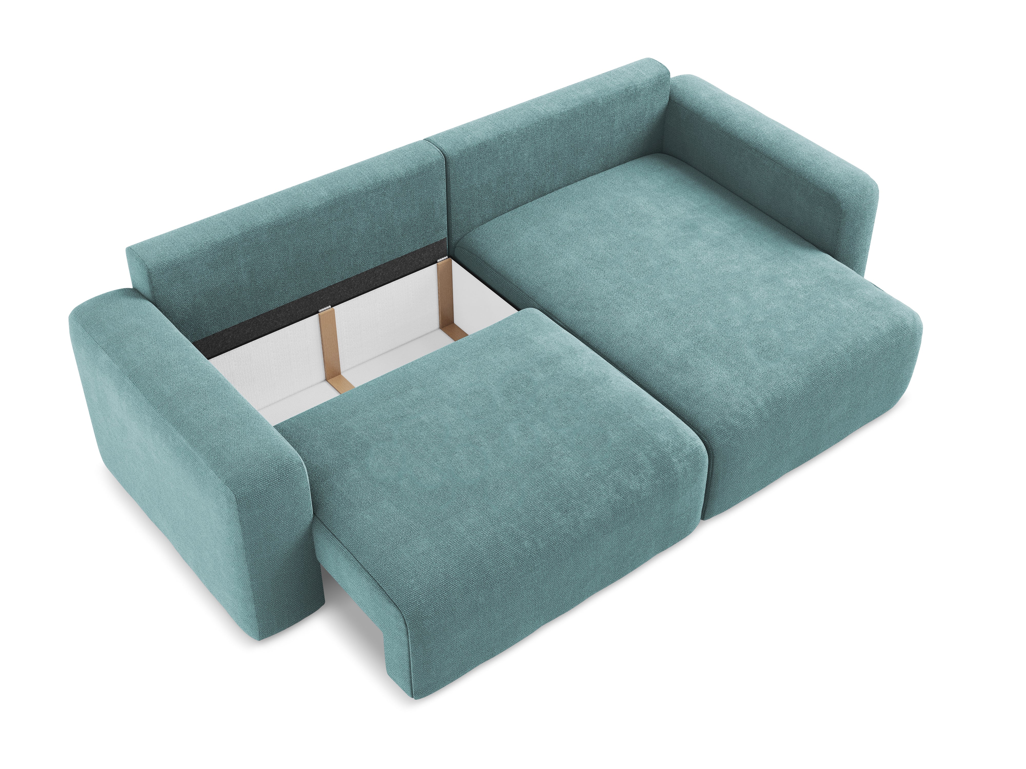 Right-facing corner sofa bed KONA denim blue chenille