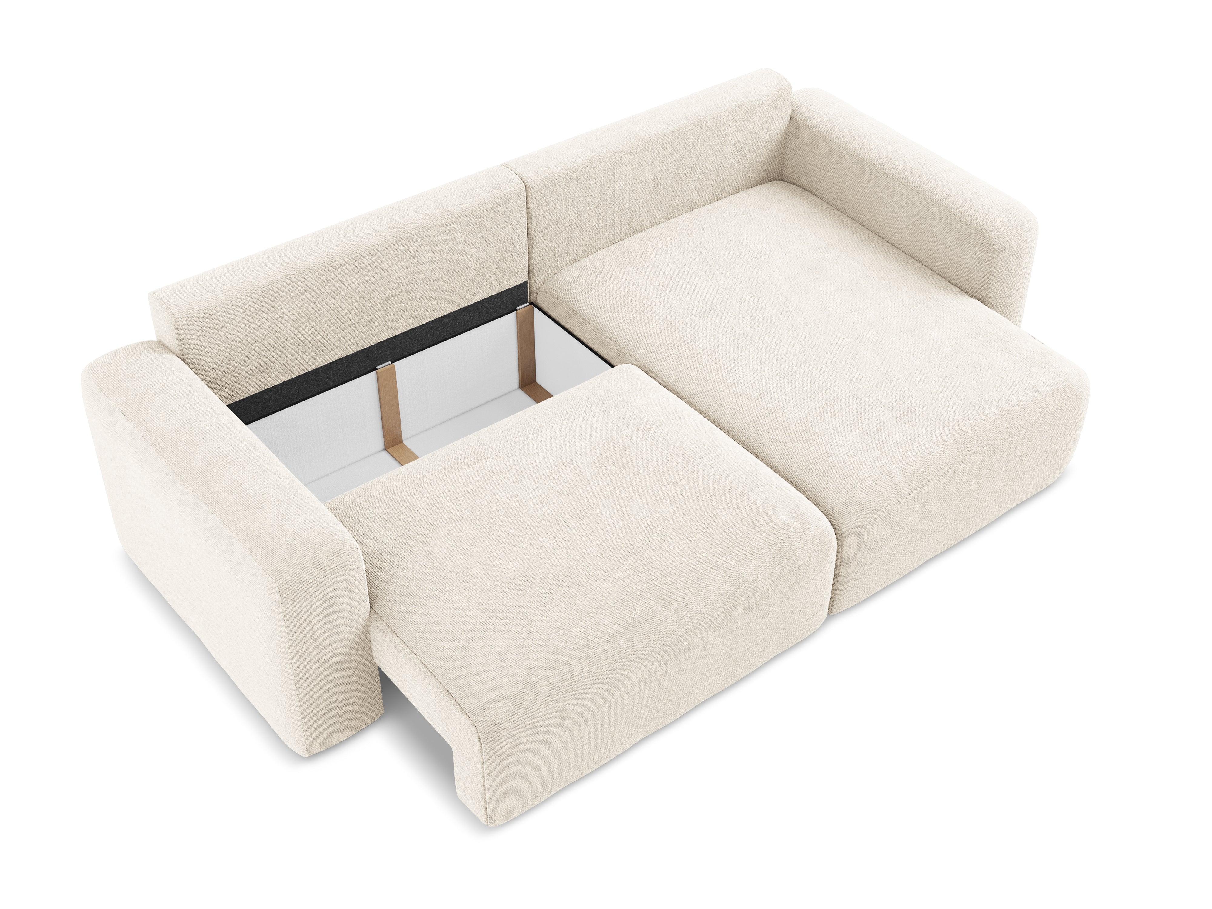 Right-hand corner sofa bed KONA light beige chenille