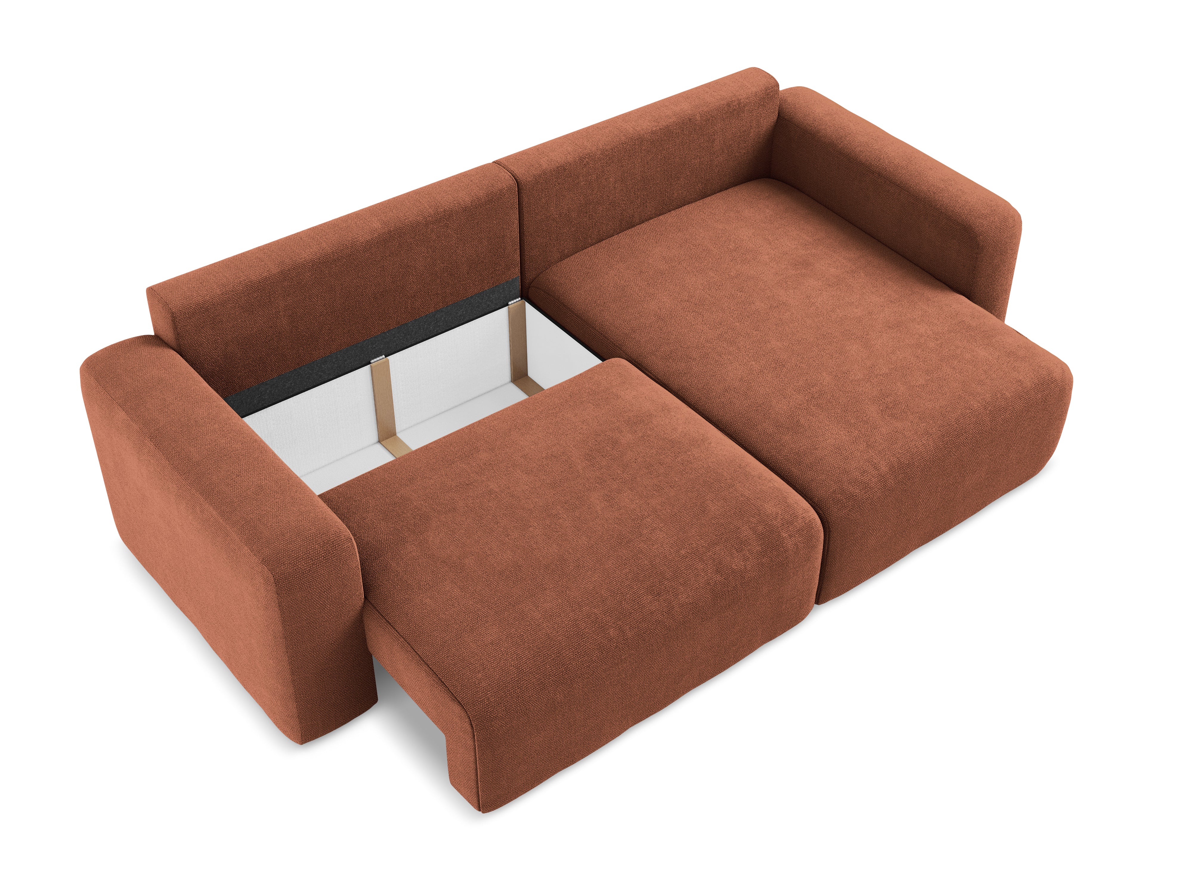 Right-facing corner sofa bed KONA terracotta chenille