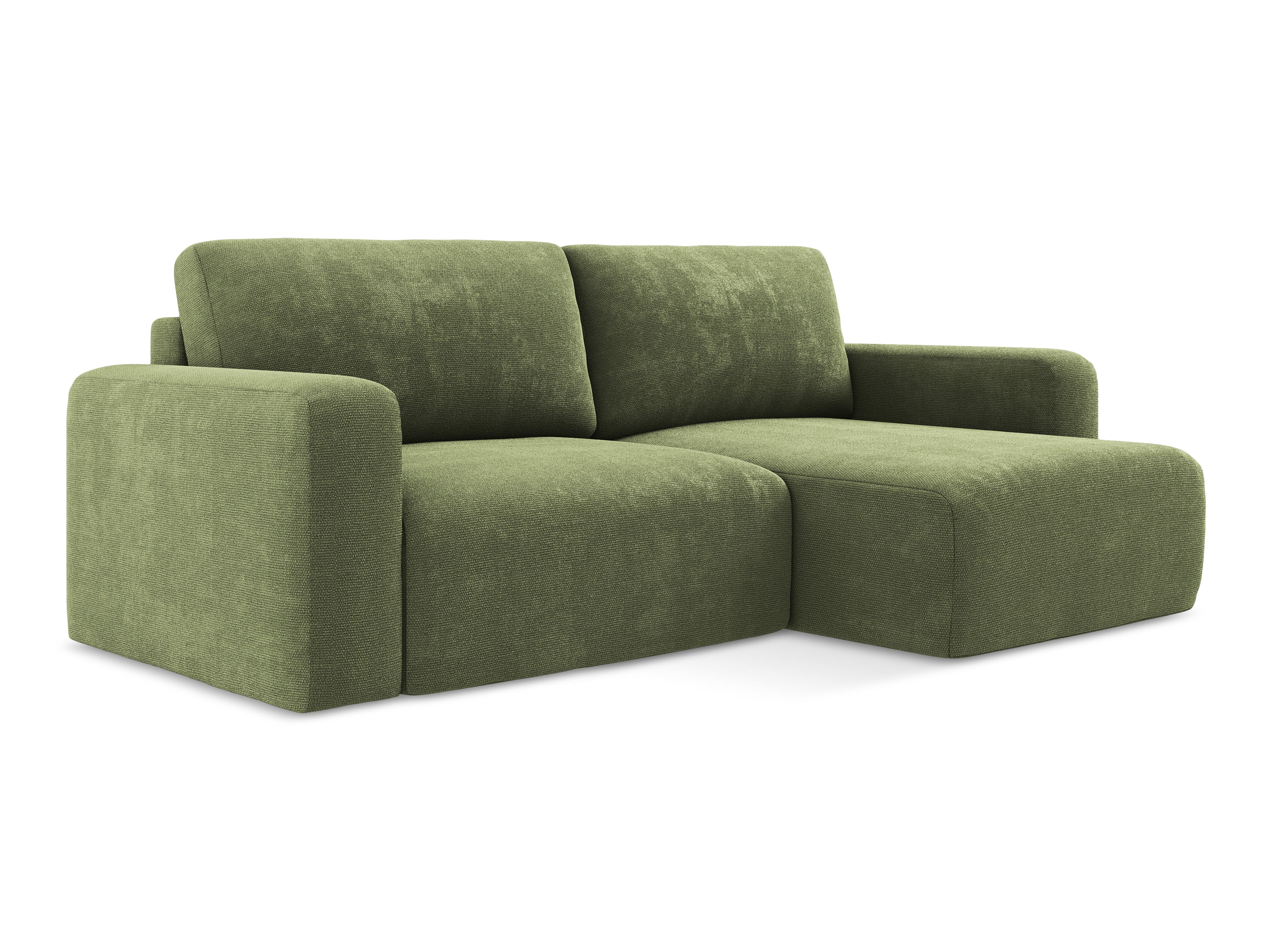 Right-facing corner sofa bed KONA green chenille