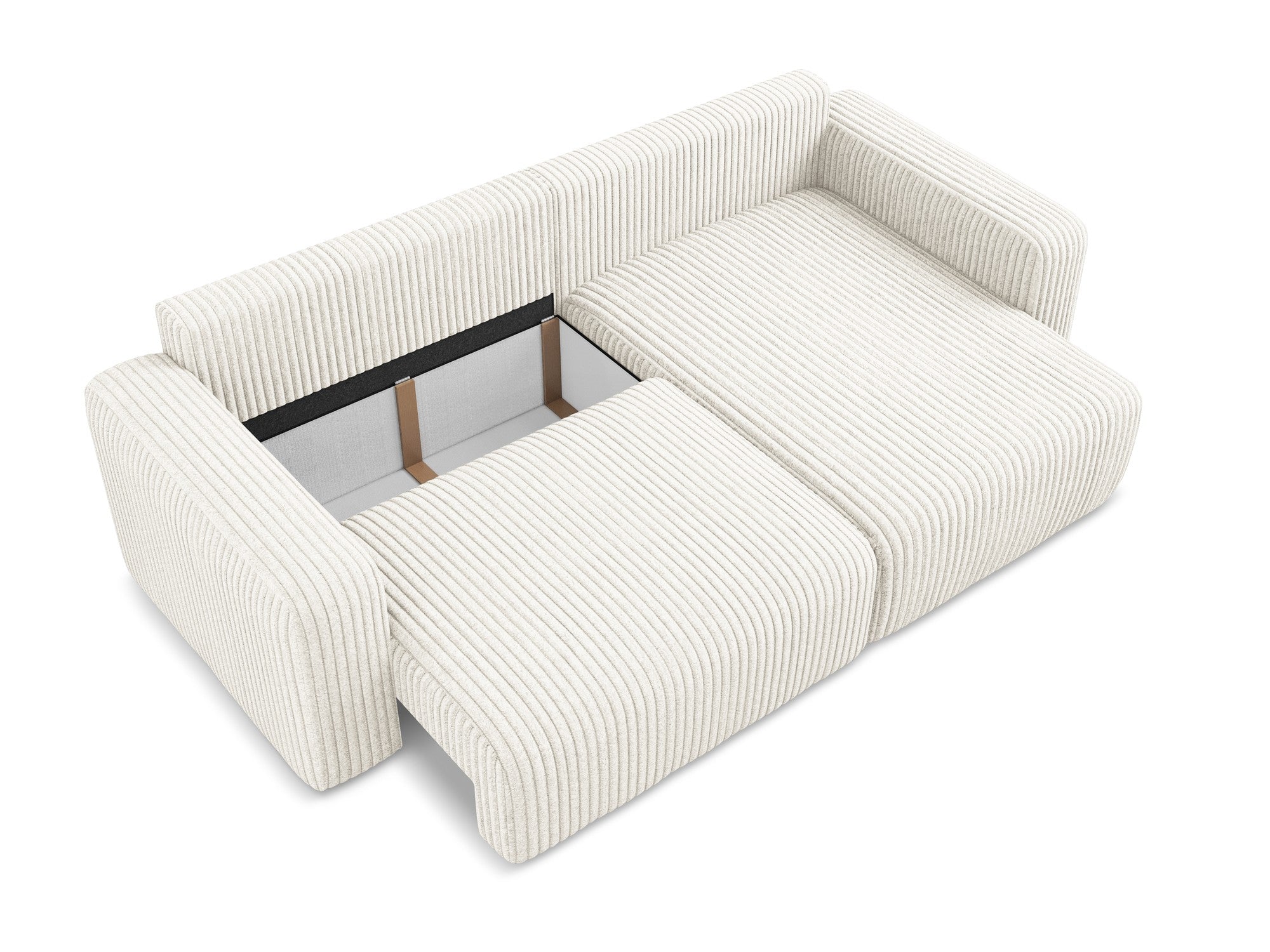 Right-facing corner sofa bed KONA light beige corduroy