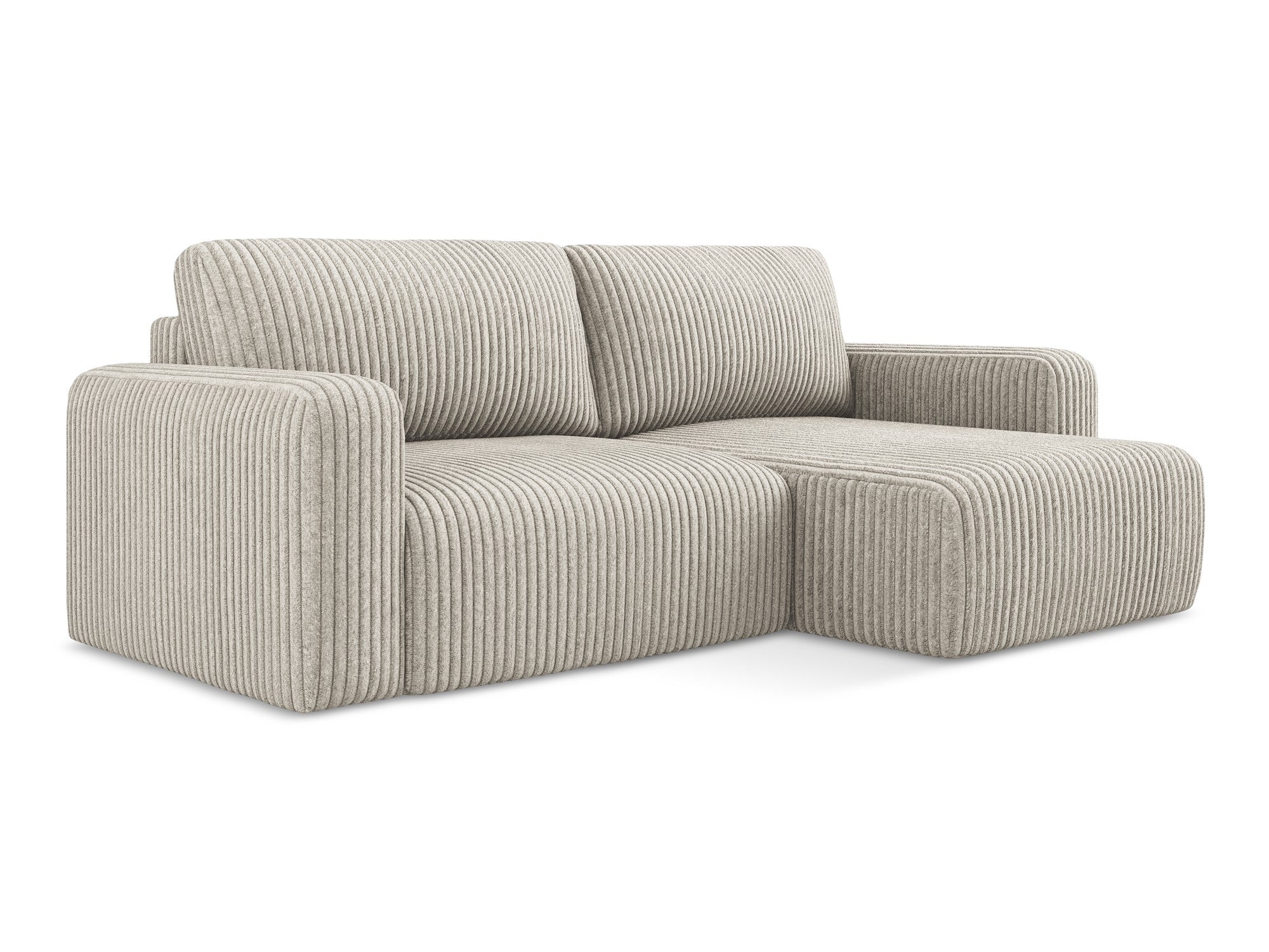 Right-facing corner sofa bed KONA in dark beige corduroy