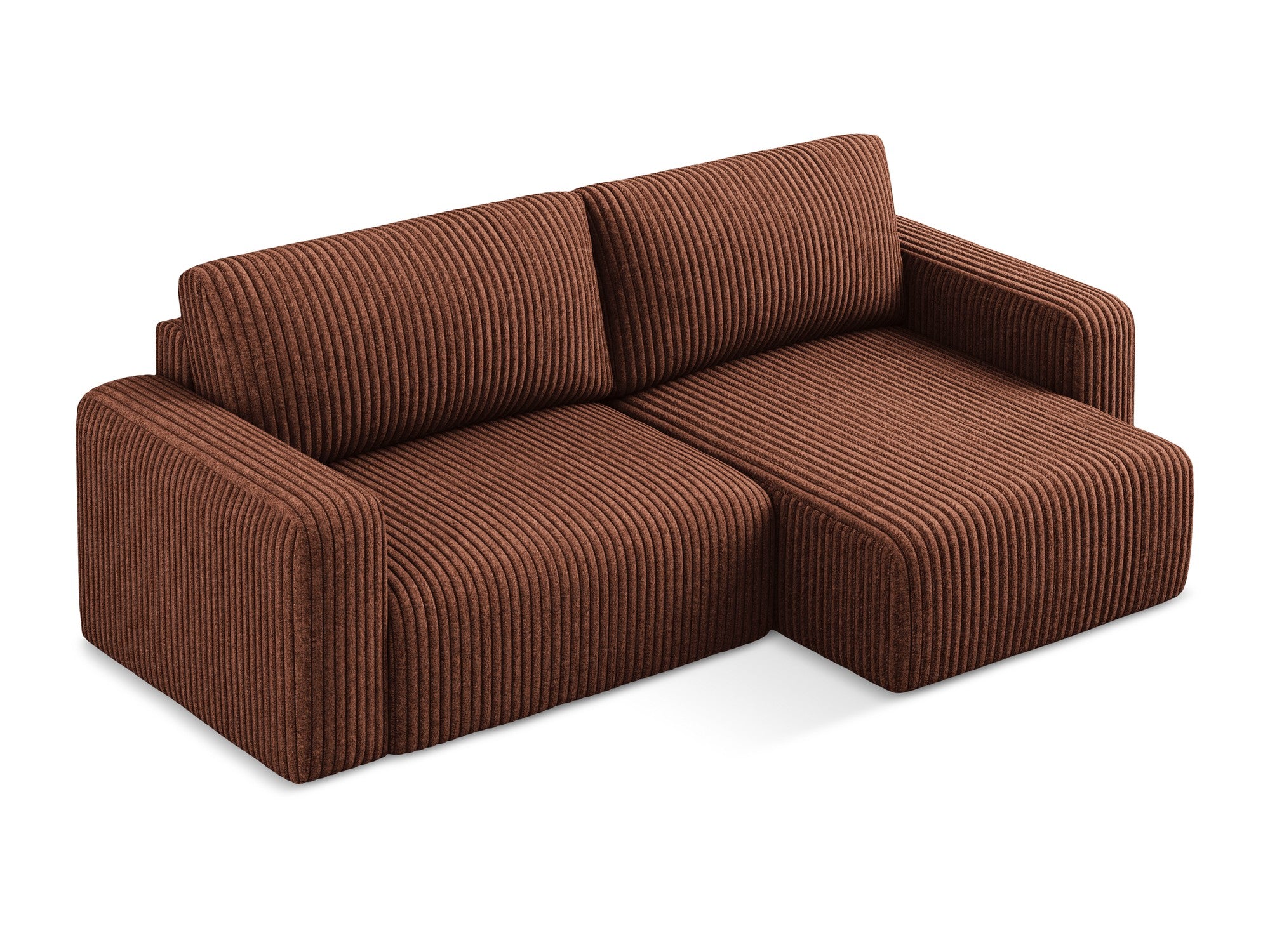 Right-facing corner sofa bed KONA terracotta corduroy