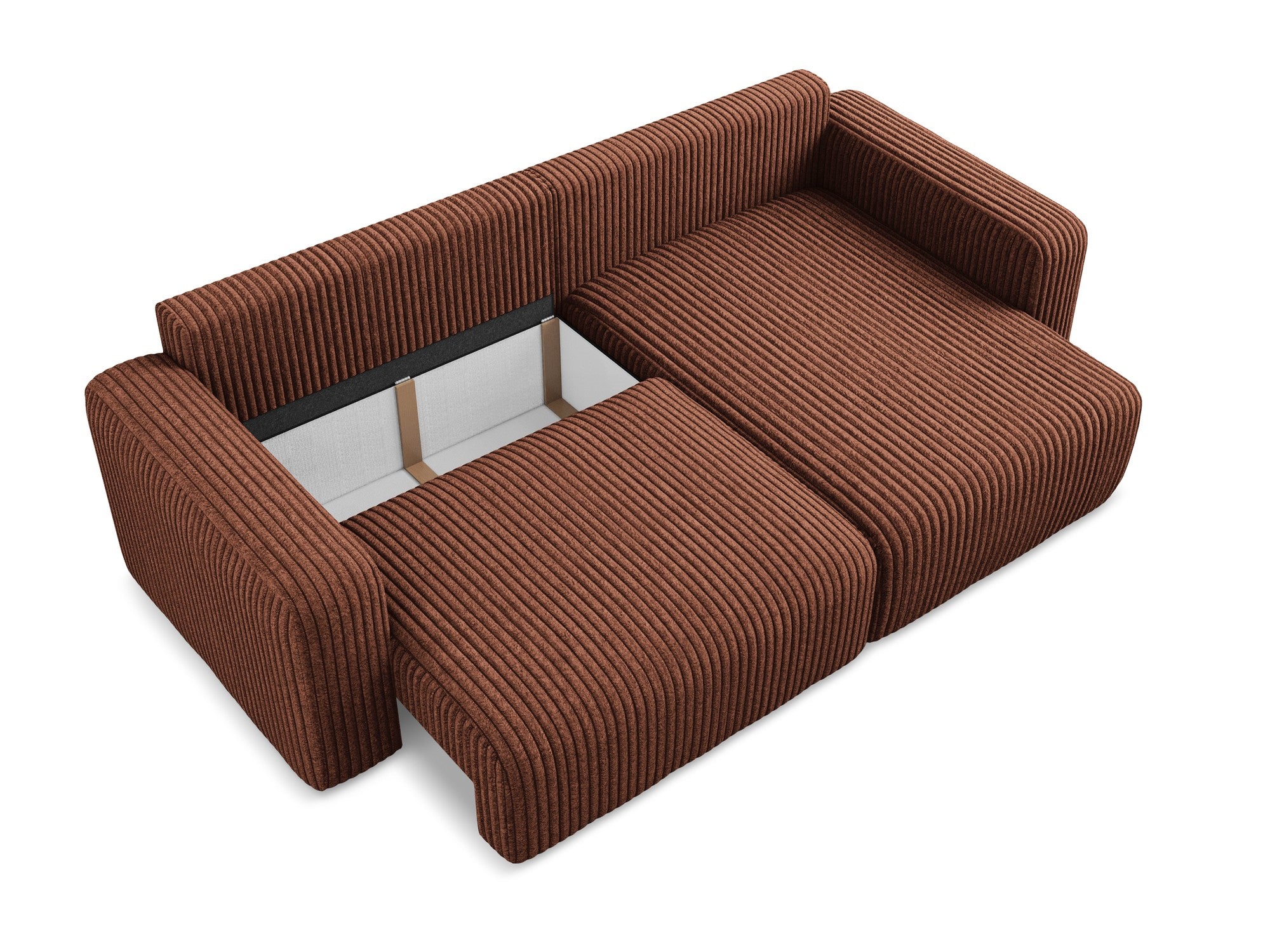 Right-facing corner sofa bed KONA terracotta corduroy