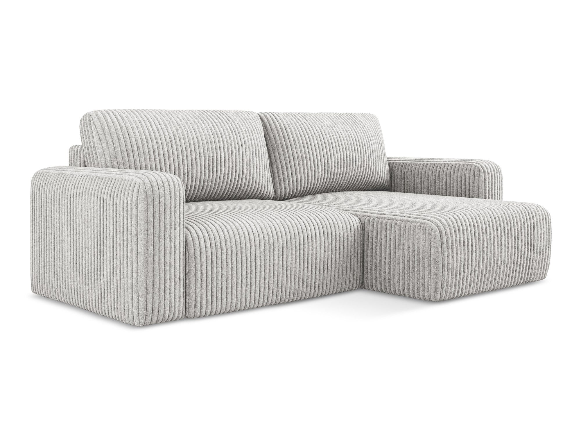 Right-facing corner sofa bed KONA light gray corduroy