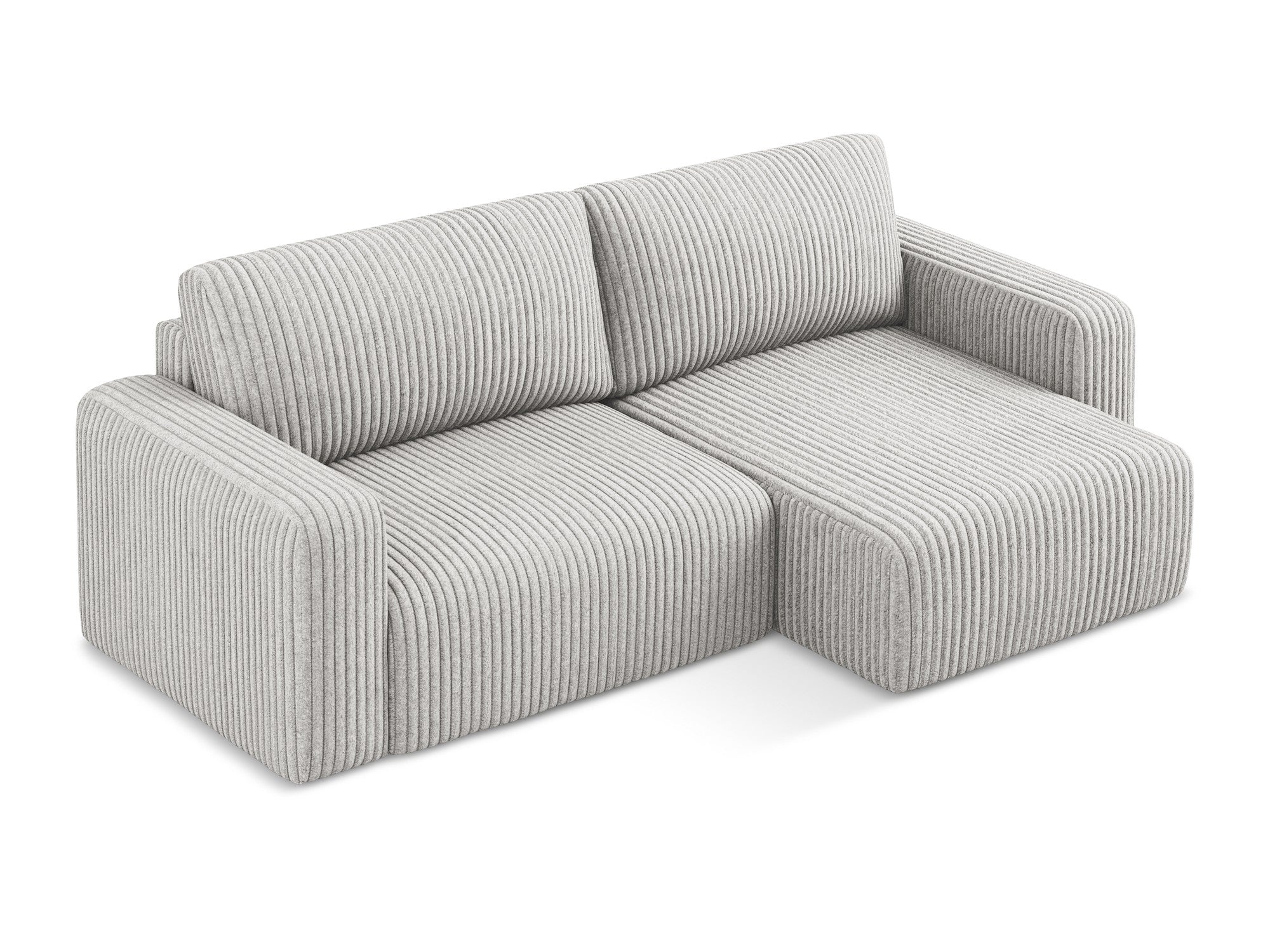 Right-facing corner sofa bed KONA light gray corduroy