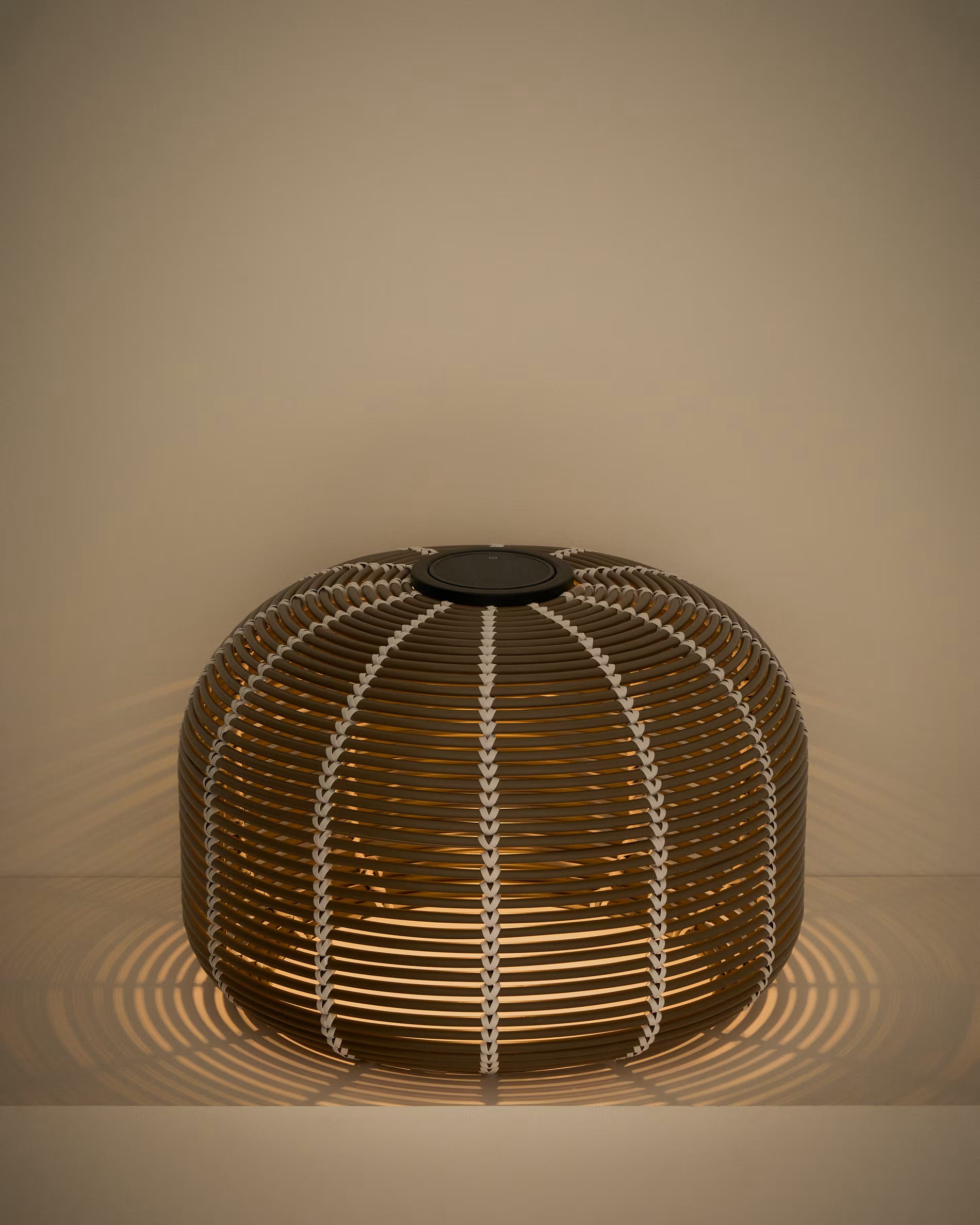 GAROINA taupe solar garden lamp synthetic rattan