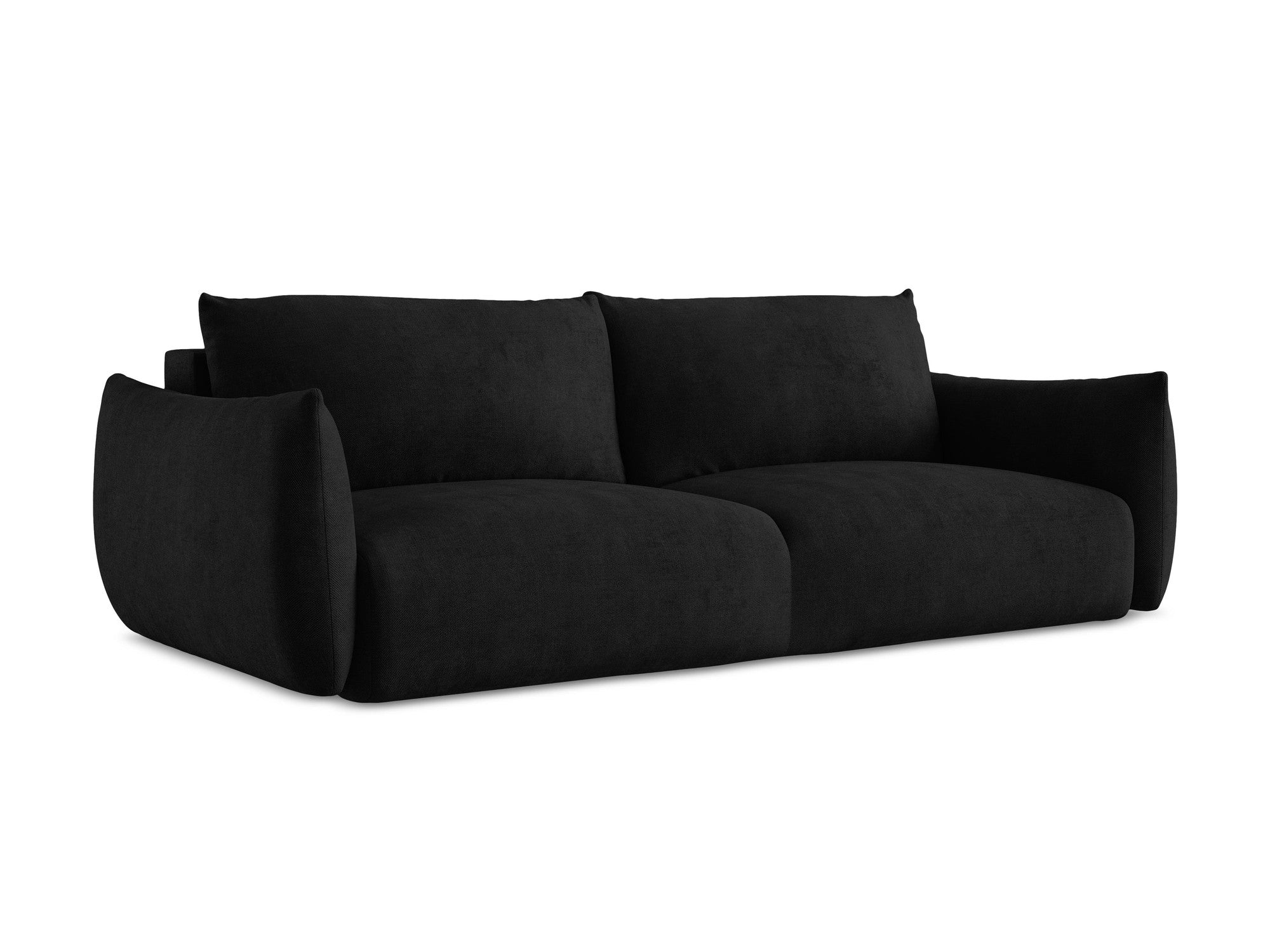 3-Seater Sofa with Sleeping Function LEILA Black Chenille