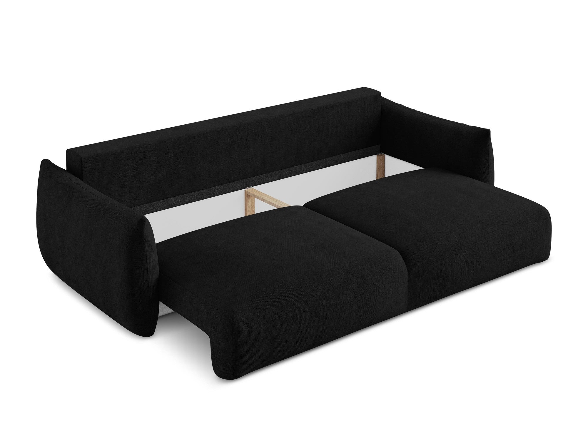 3-Seater Sofa with Sleeping Function LEILA Black Chenille