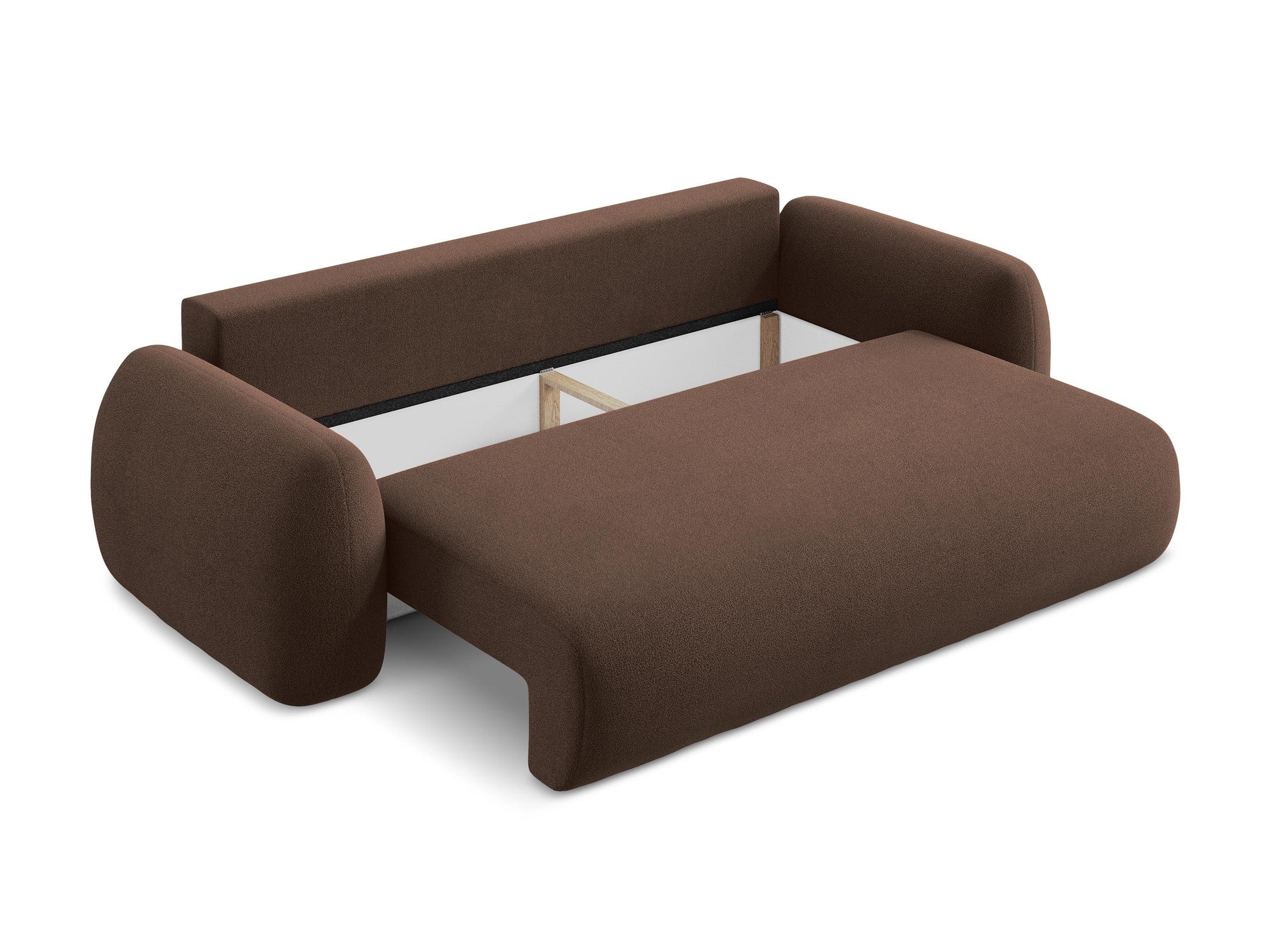 Sofa für 3 Personen mit Schlaf-Funktion LOHI braunes Boucle