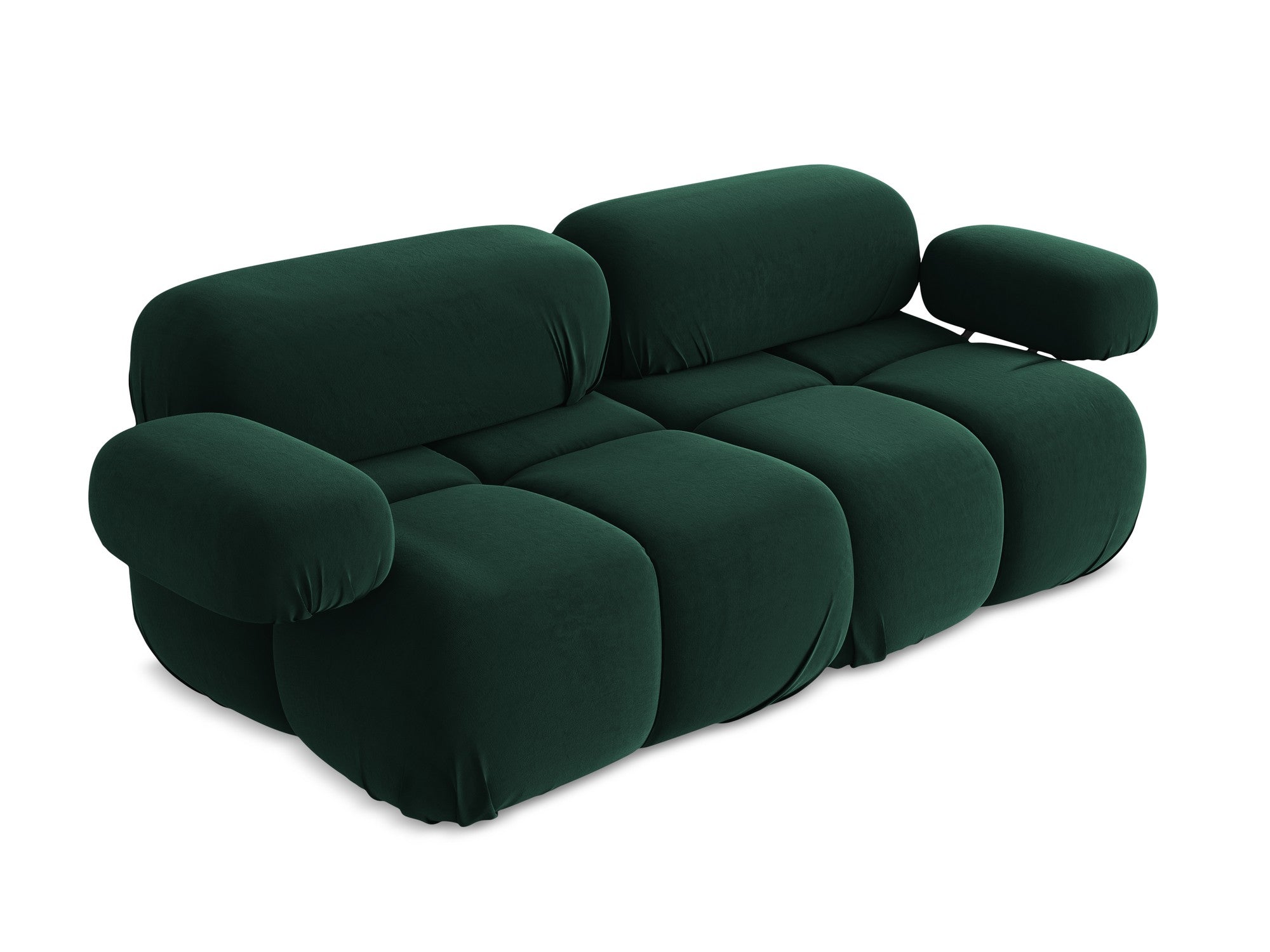 Modular Velvet Sofa for 2 People in Bottle Green LOKUA