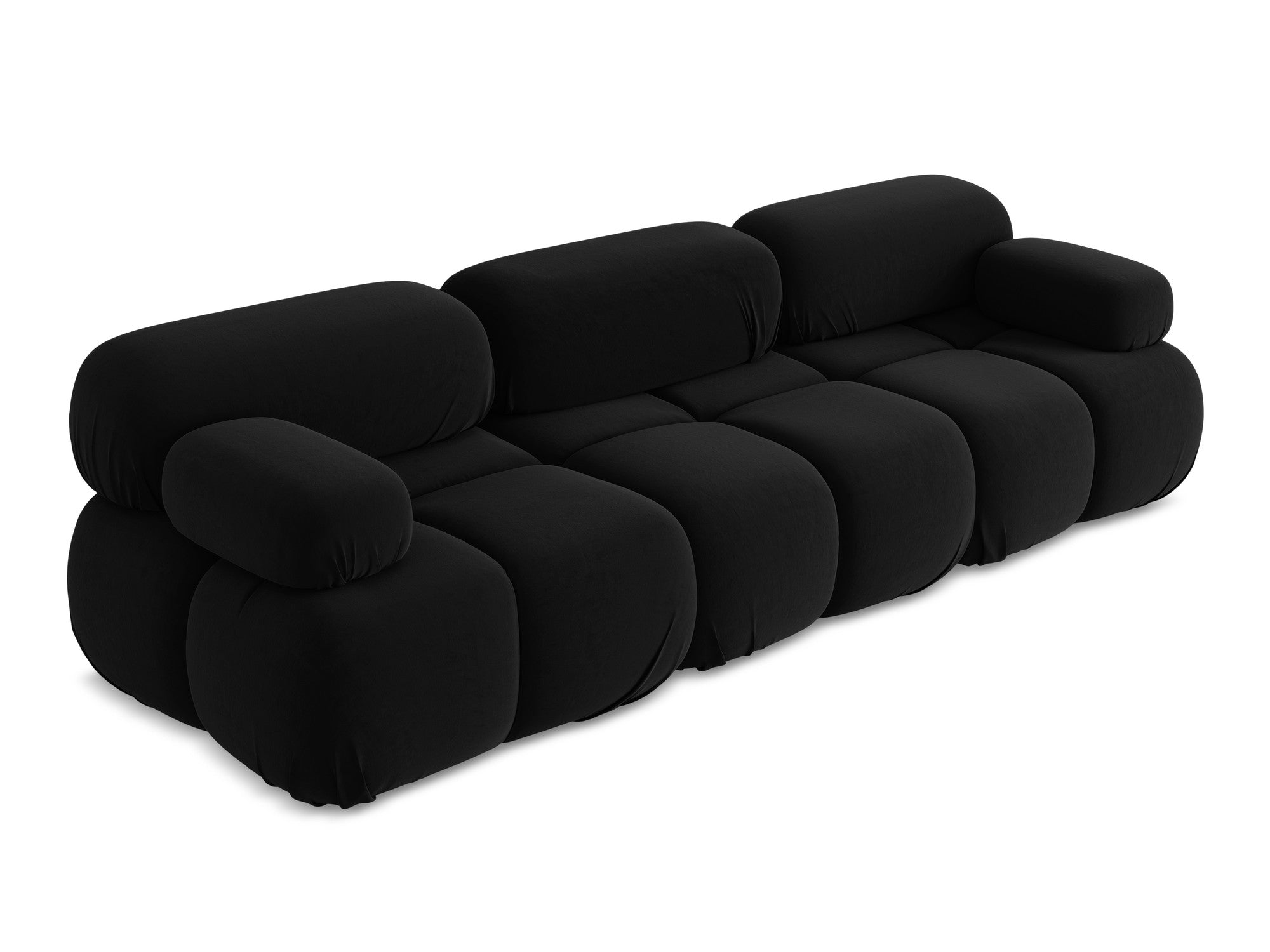 Modular Velvet Sofa for 3 People LOKUA Black