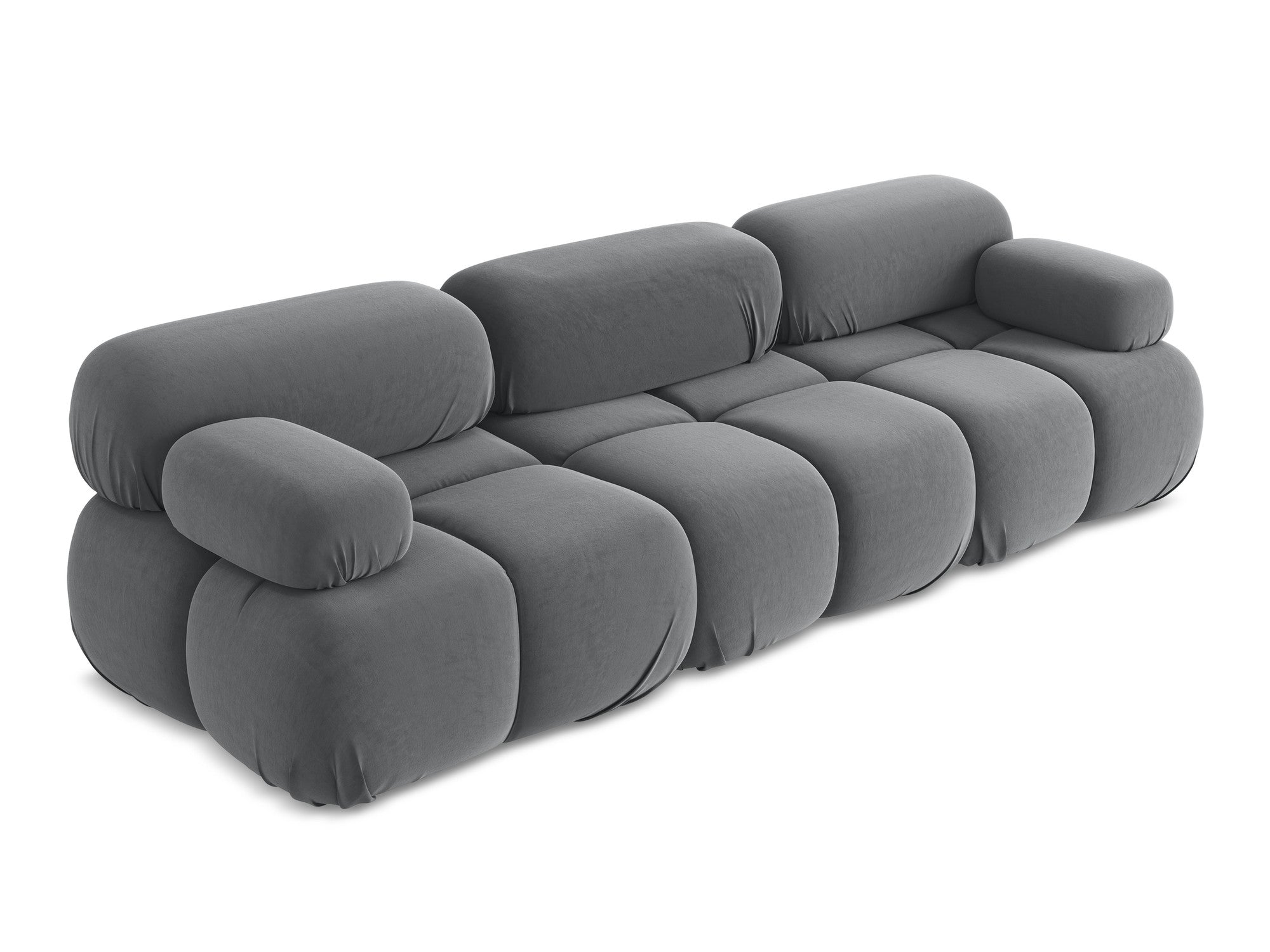 Modular Velvet Sofa for 3 People LOKUA Steel Gray