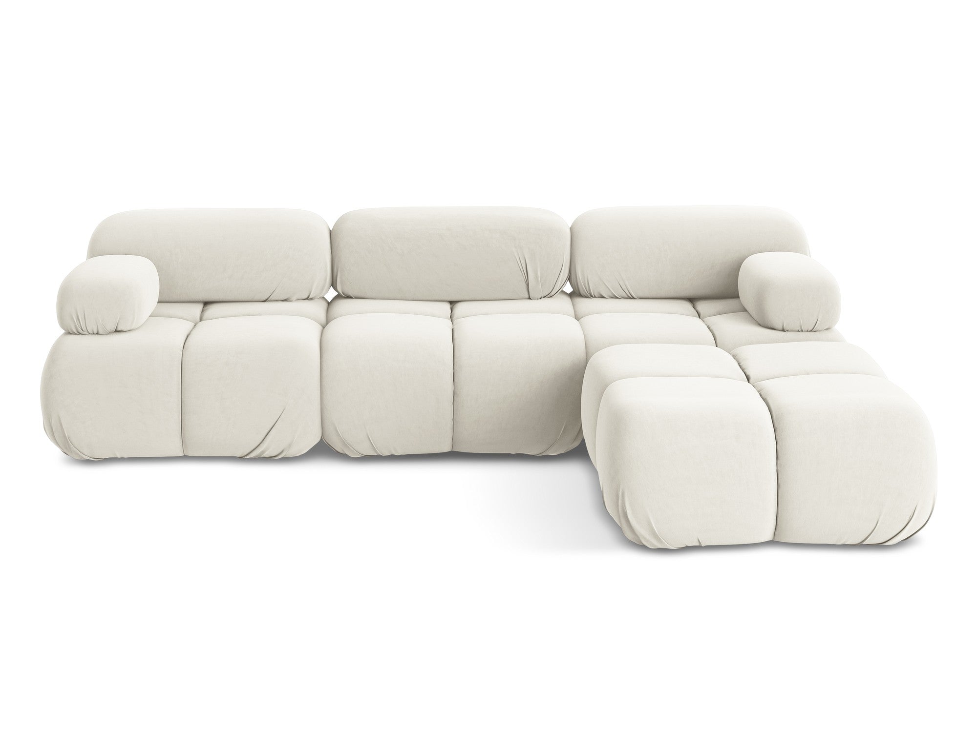 Modularer Samt-Ecksofa LOKUA in Hellbeige