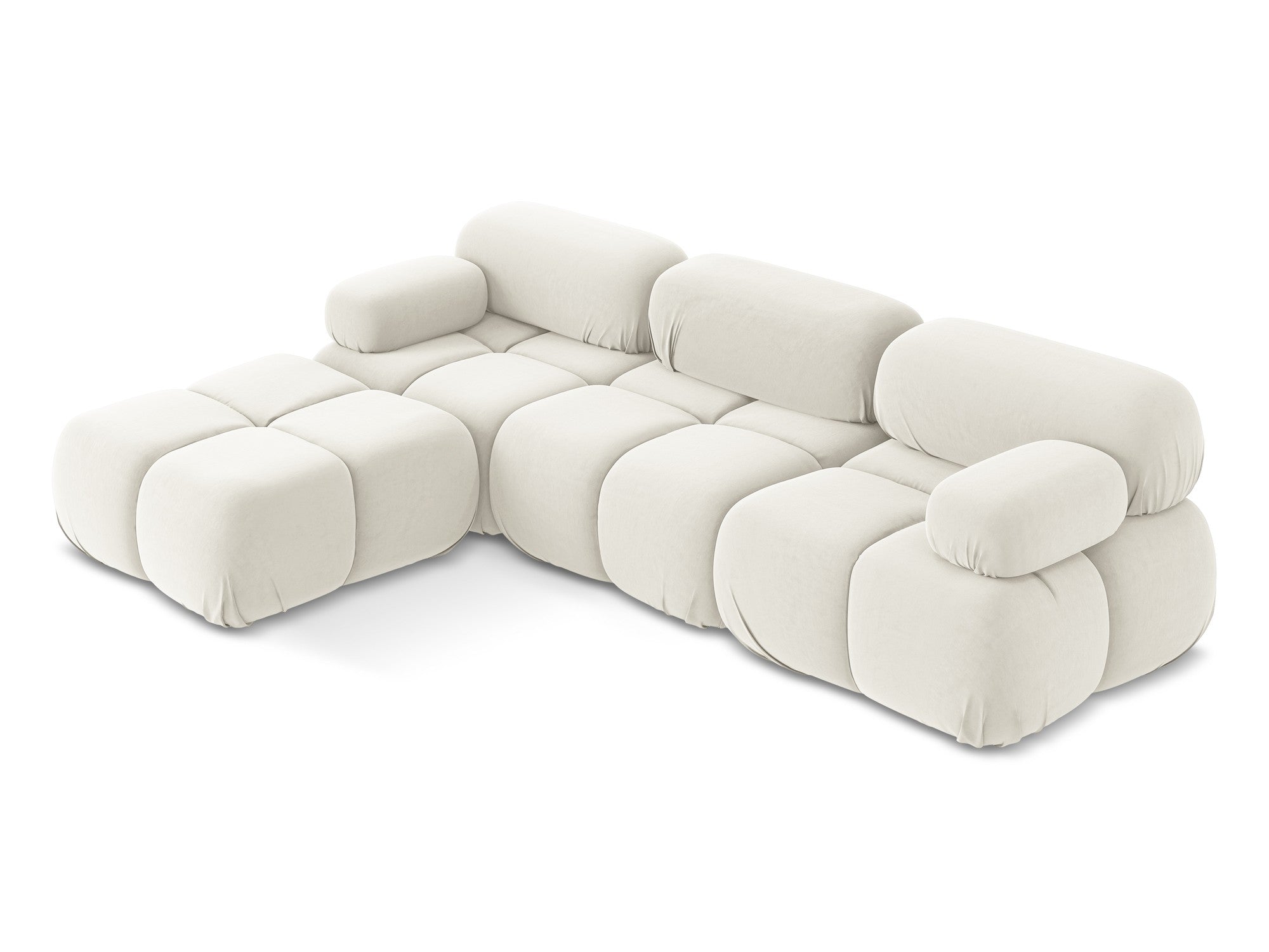 Modularer Samt-Ecksofa LOKUA in Hellbeige