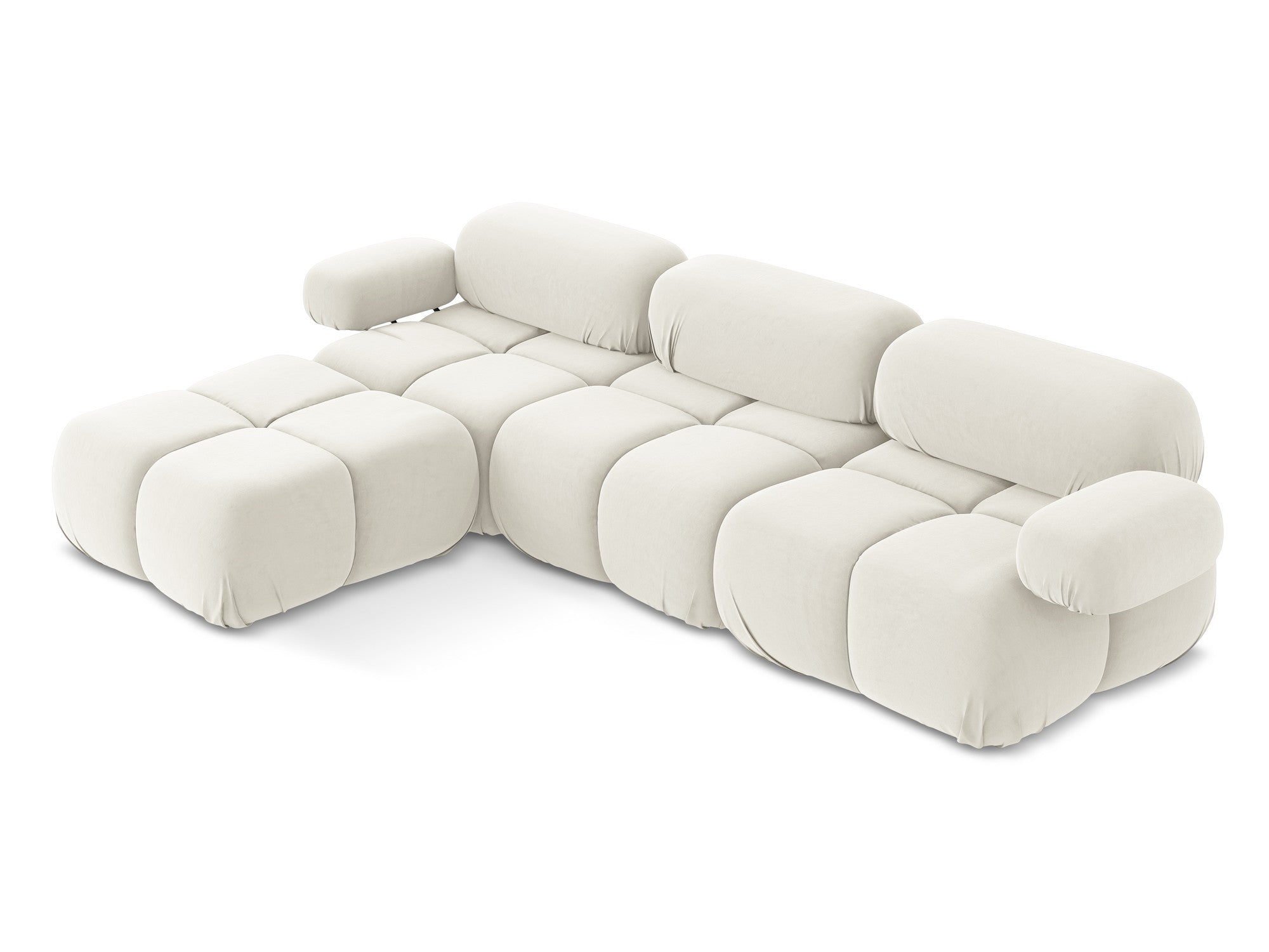 Modularer Samt-Ecksofa LOKUA in Hellbeige