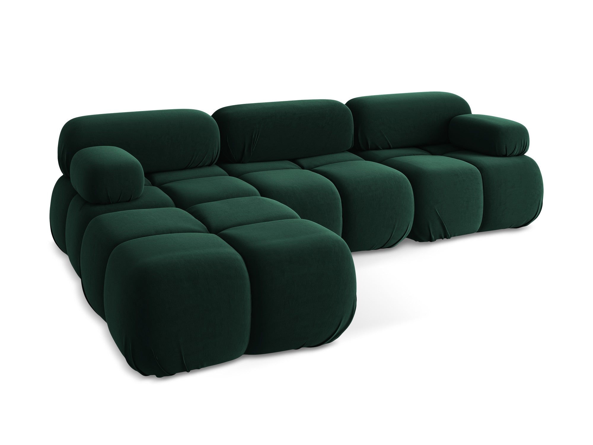 Universal velvet modular corner sofa LOKUA in bottle green