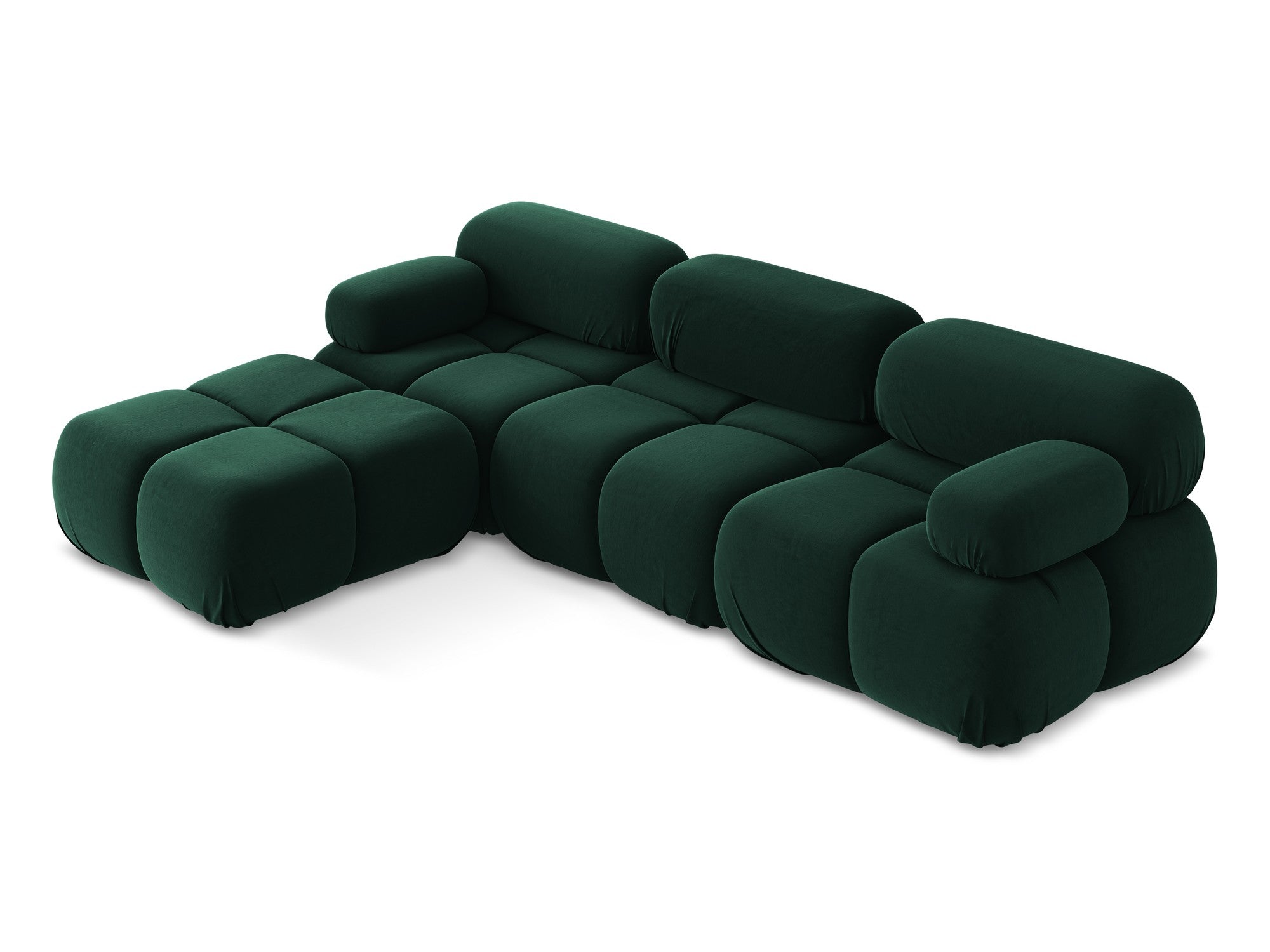 Universal velvet modular corner sofa LOKUA in bottle green